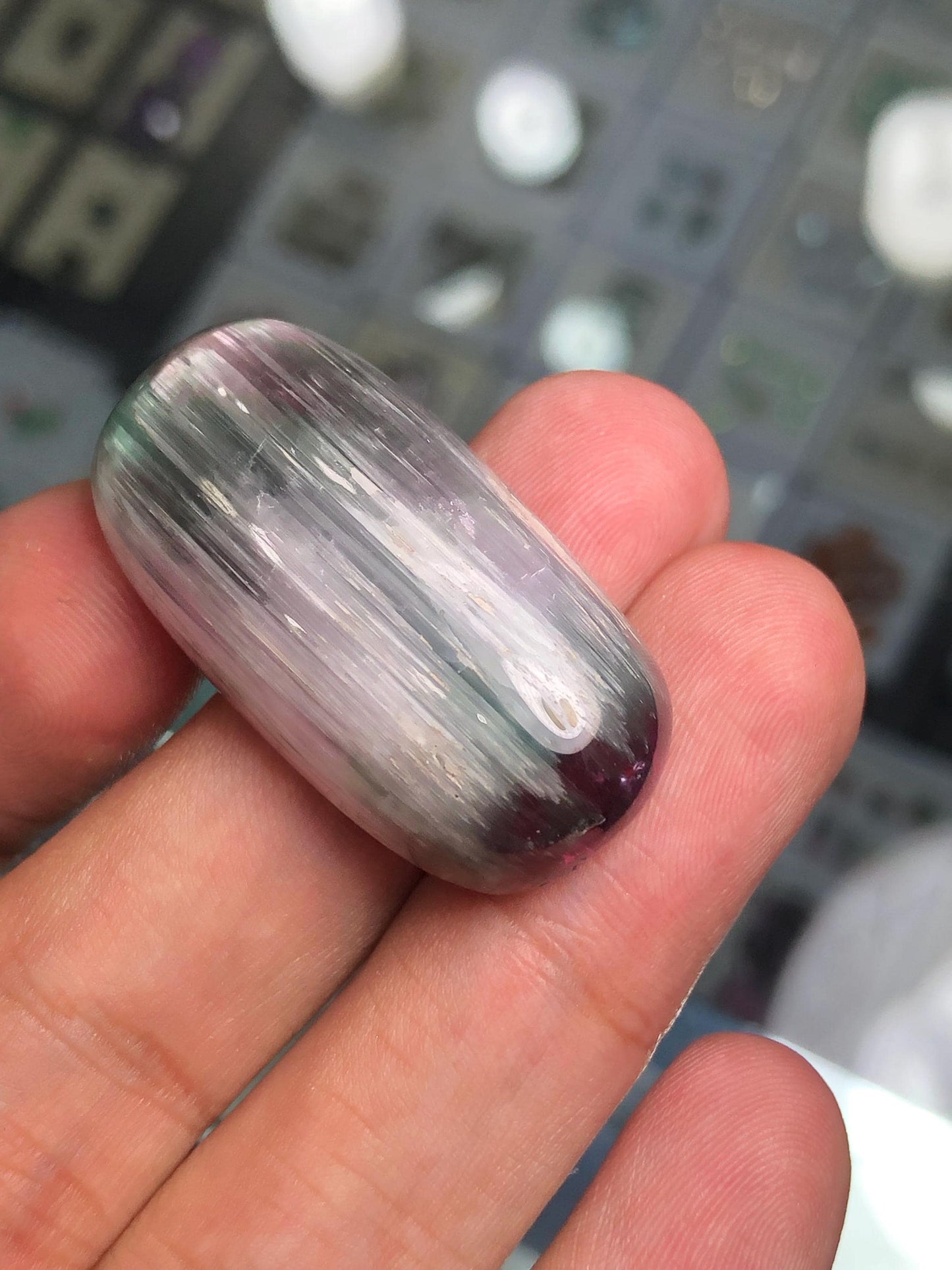 65 carat cat eye tourmaline cabochon