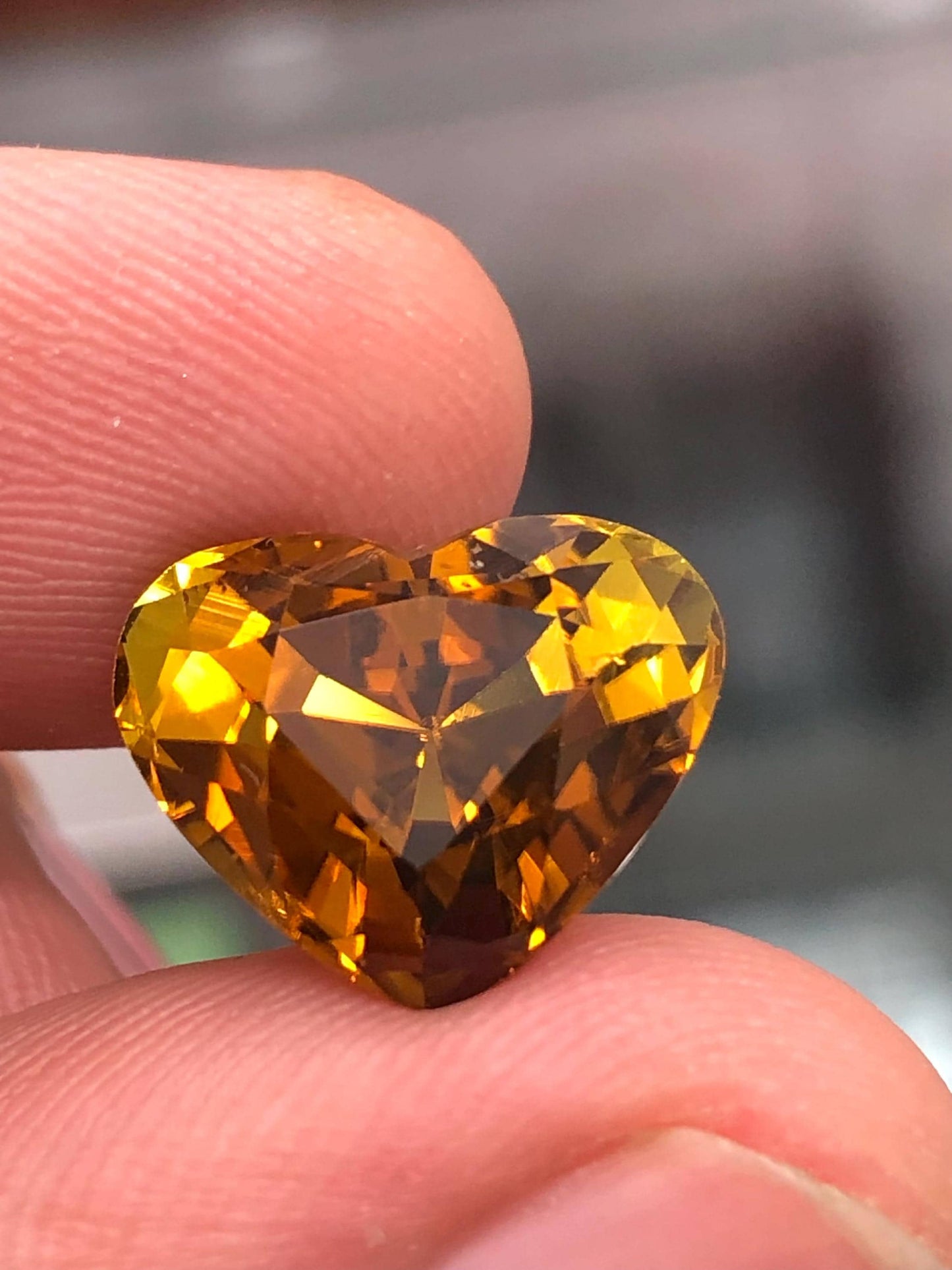 7.80 CTs heart shape honey colour tourmaline faceted