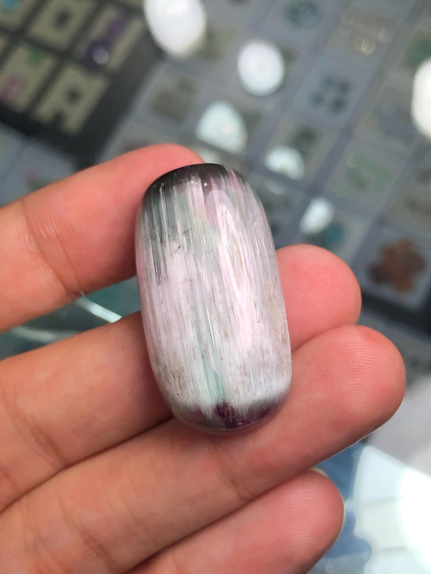 65 carat cat eye tourmaline cabochon