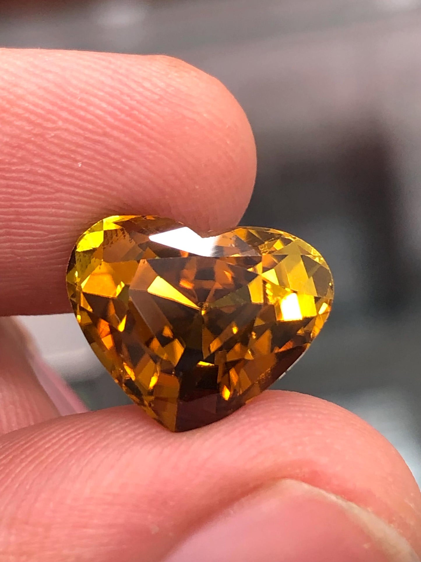 7.80 CTs heart shape honey colour tourmaline faceted