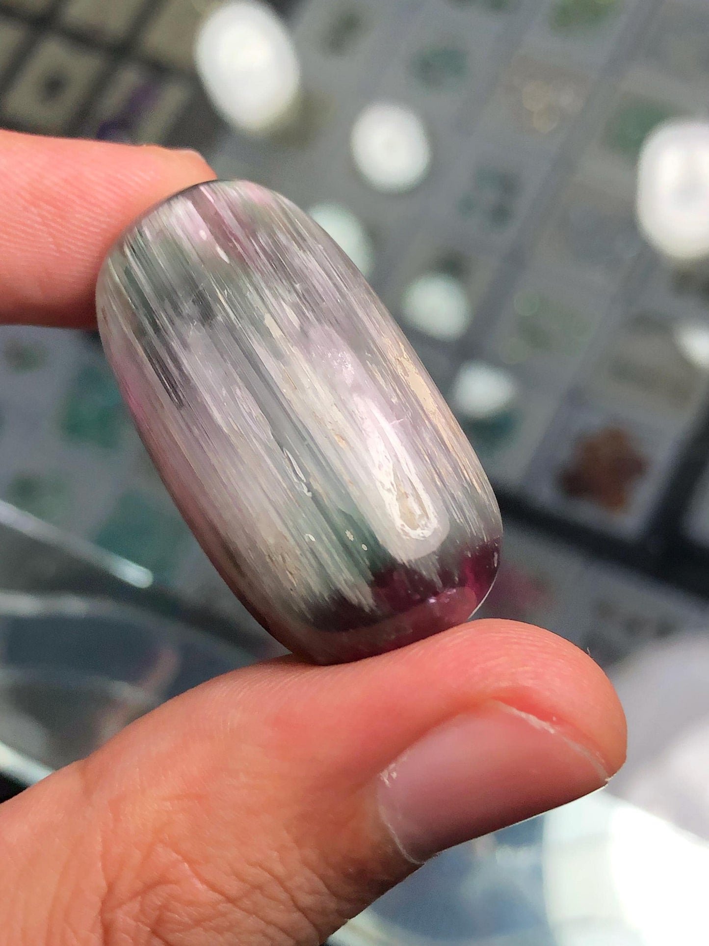 65 carat cat eye tourmaline cabochon