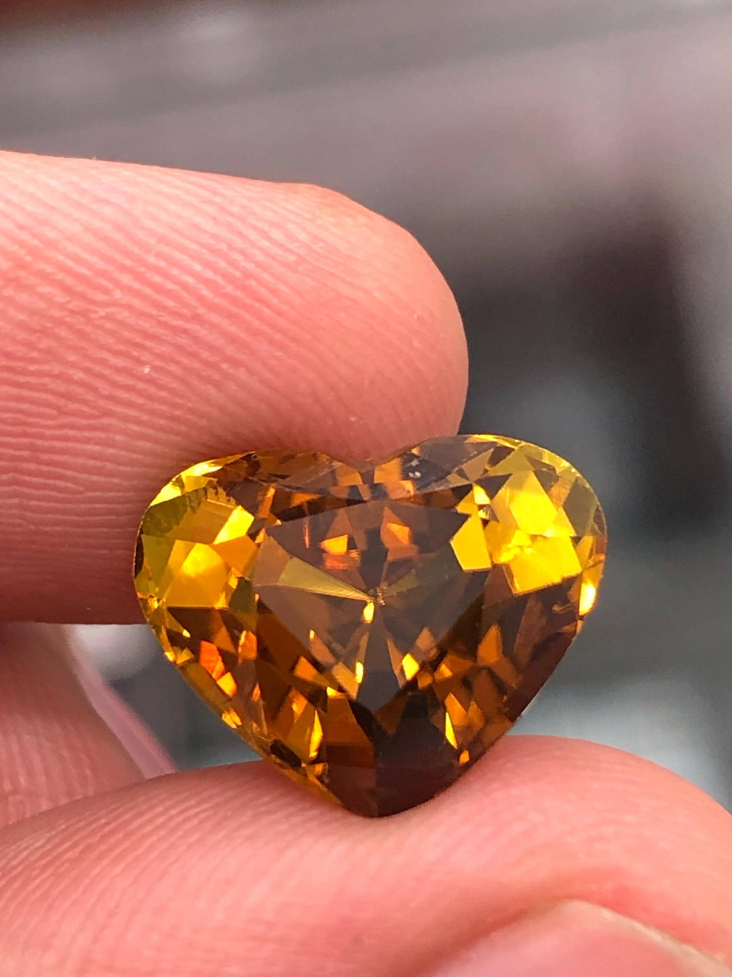 7.80 CTs heart shape honey colour tourmaline faceted