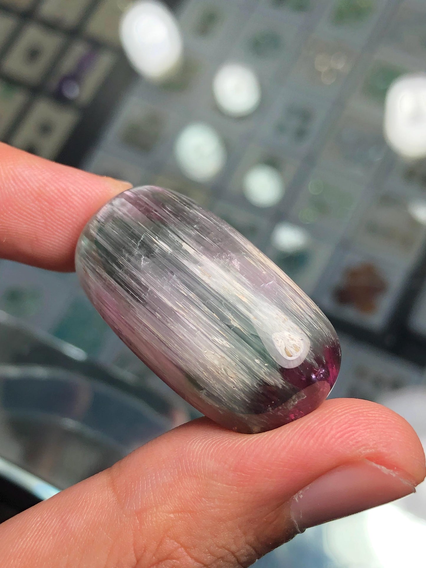 65 carat cat eye tourmaline cabochon