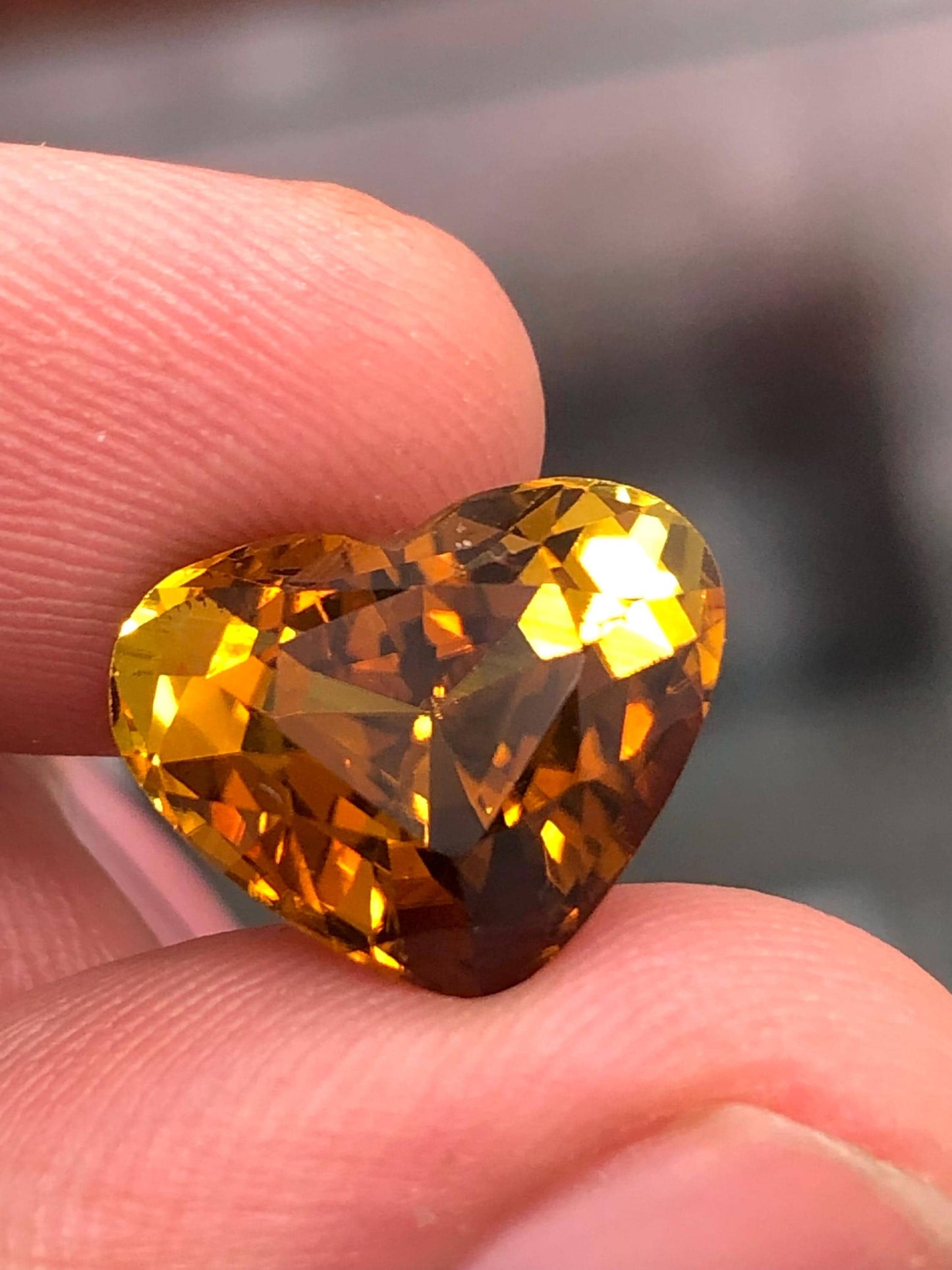 7.80 CTs heart shape honey colour tourmaline faceted