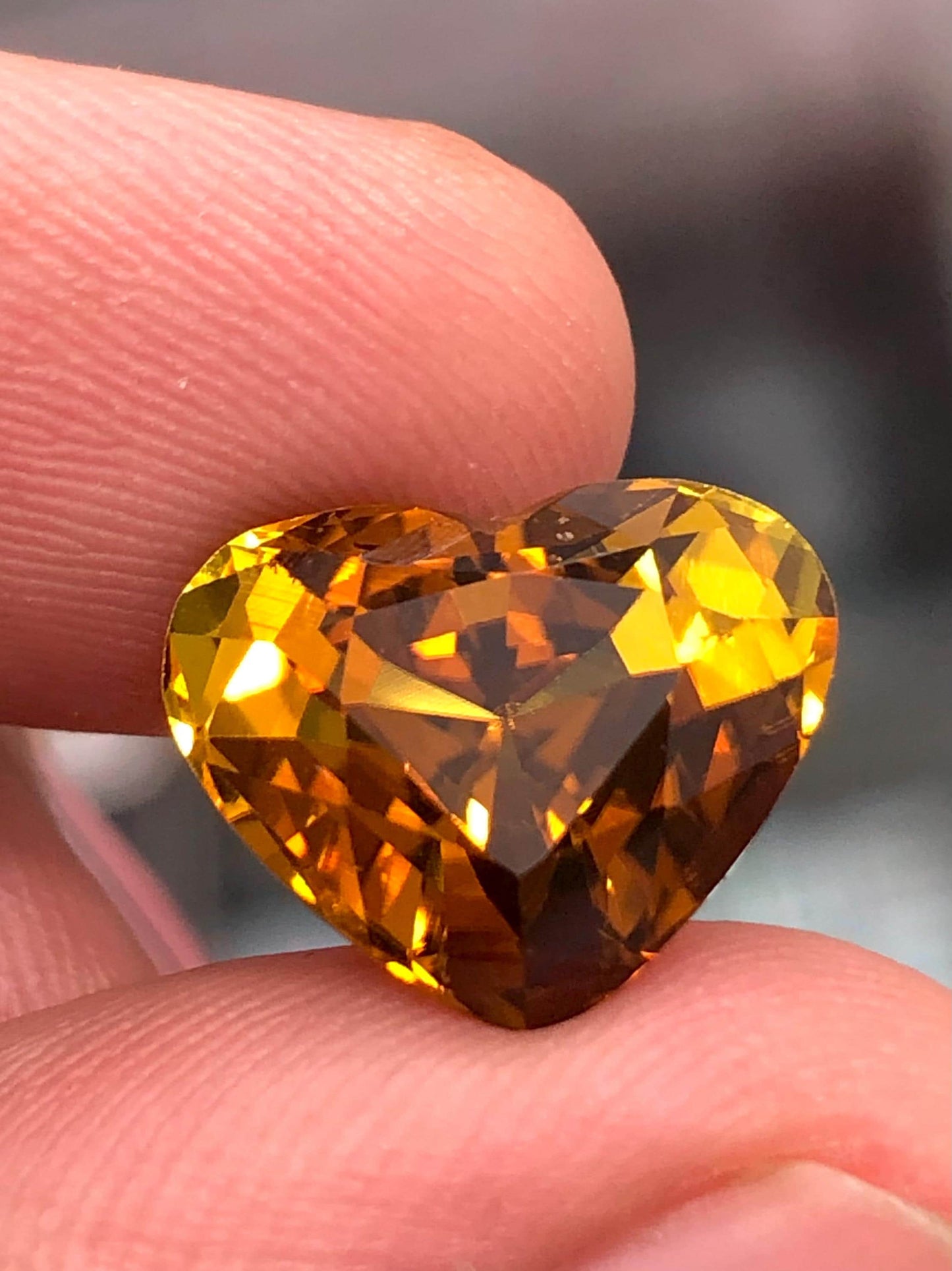 7.80 CTs heart shape honey colour tourmaline faceted