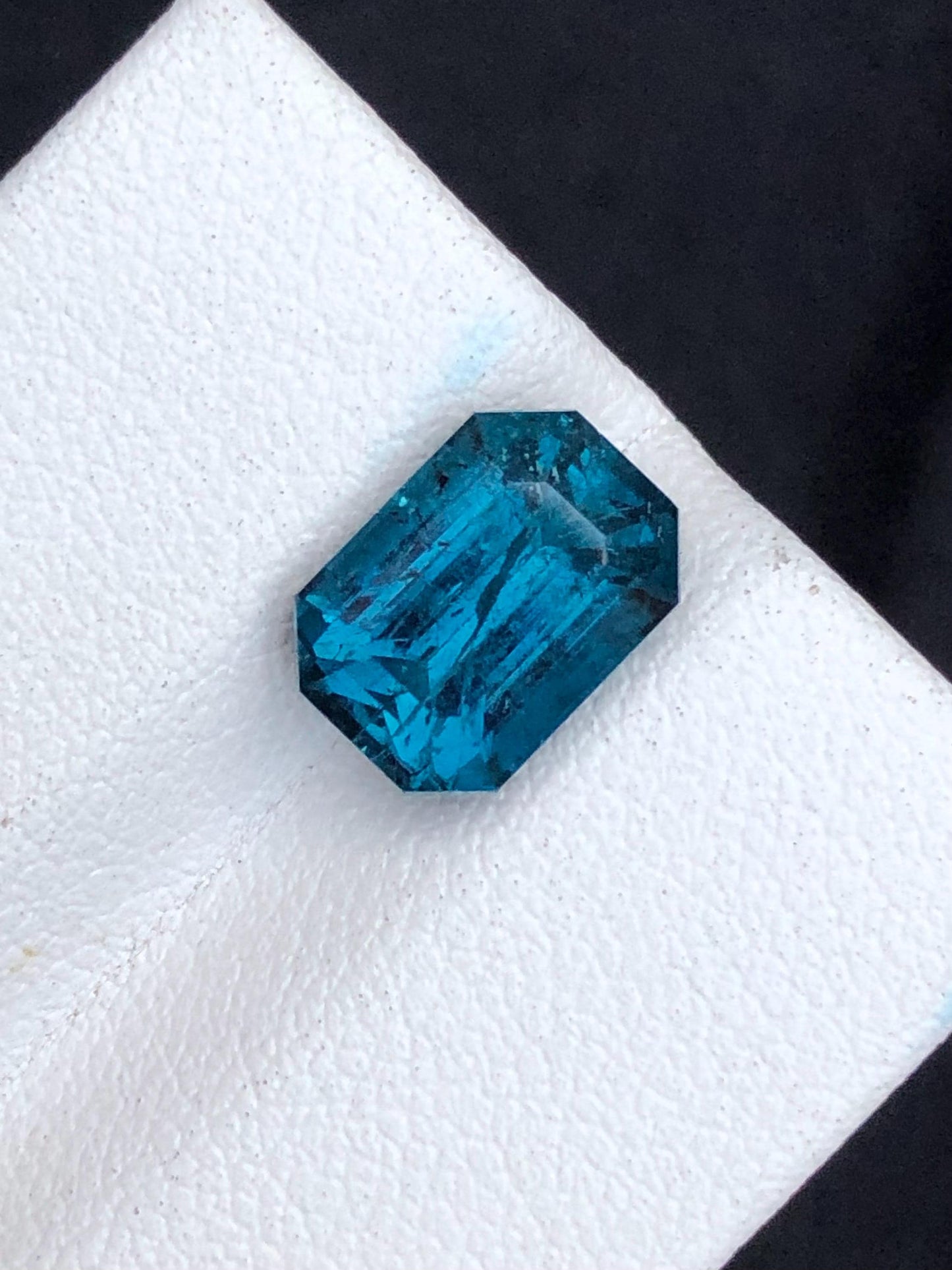 3.90 carat  ink blue tourmaline origin Afghanistan emerald cut.earrings,blue tourmaline,loose gemstone, ring, pendant, earrings