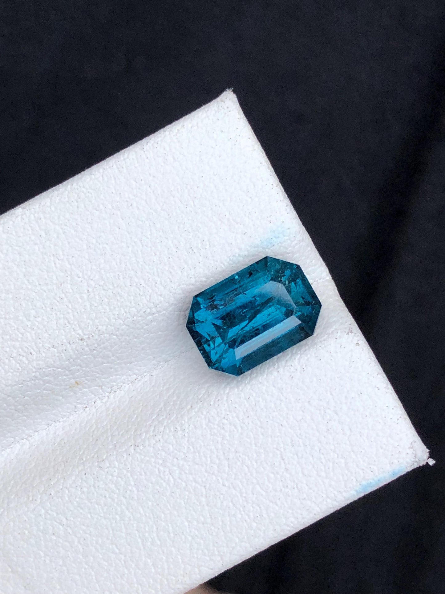 3.90 carat  ink blue tourmaline origin Afghanistan emerald cut.earrings,blue tourmaline,loose gemstone, ring, pendant, earrings