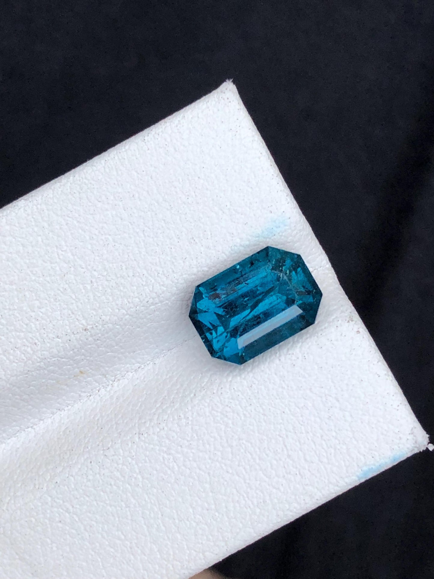 3.90 carat  ink blue tourmaline origin Afghanistan emerald cut.earrings,blue tourmaline,loose gemstone, ring, pendant, earrings