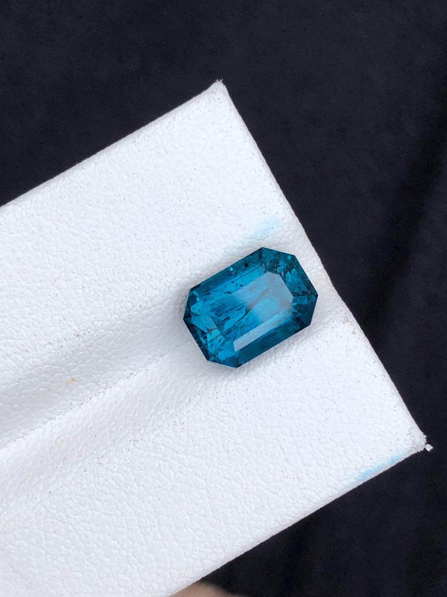 3.90 carat  ink blue tourmaline origin Afghanistan emerald cut.earrings,blue tourmaline,loose gemstone, ring, pendant, earrings