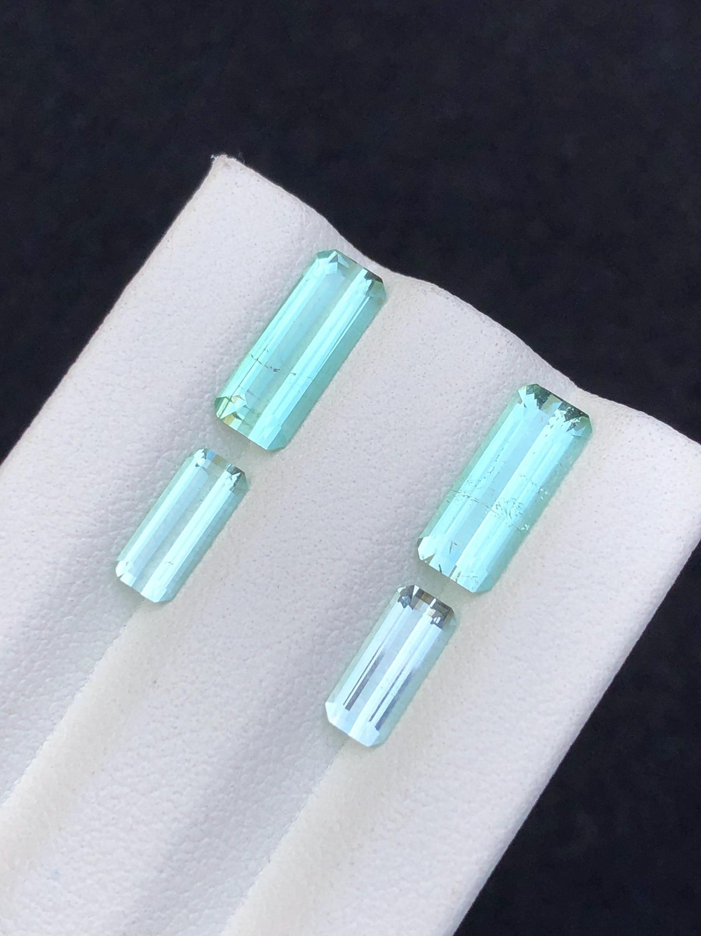 4.25 carats Sea foam tourmaline pairs faceted origin Afghanistan