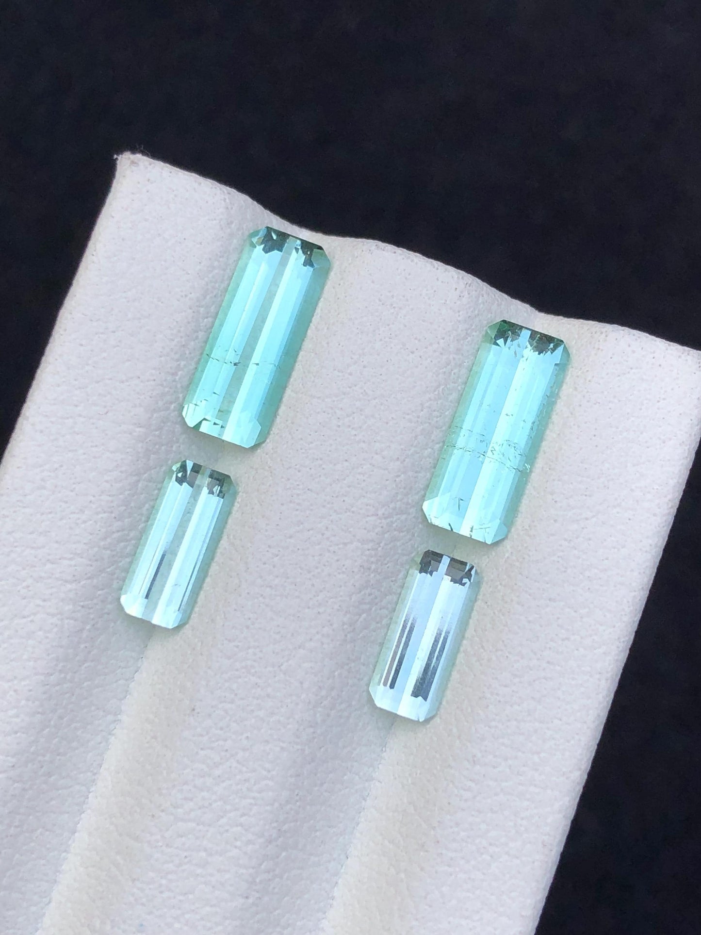 4.25 carats Sea foam tourmaline pairs faceted origin Afghanistan