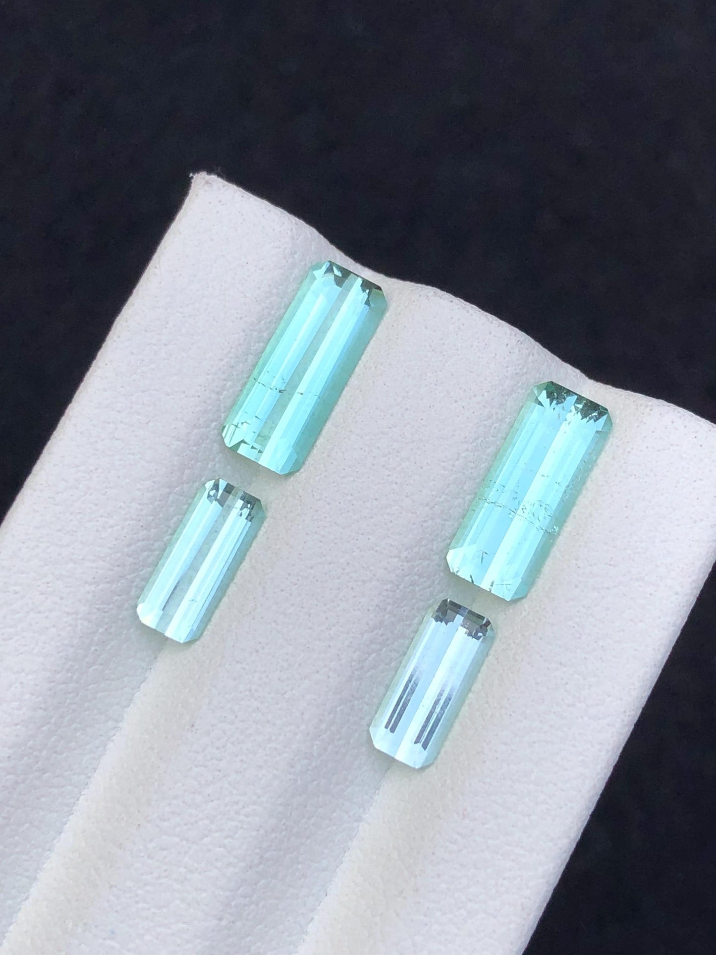 4.25 carats Sea foam tourmaline pairs faceted origin Afghanistan