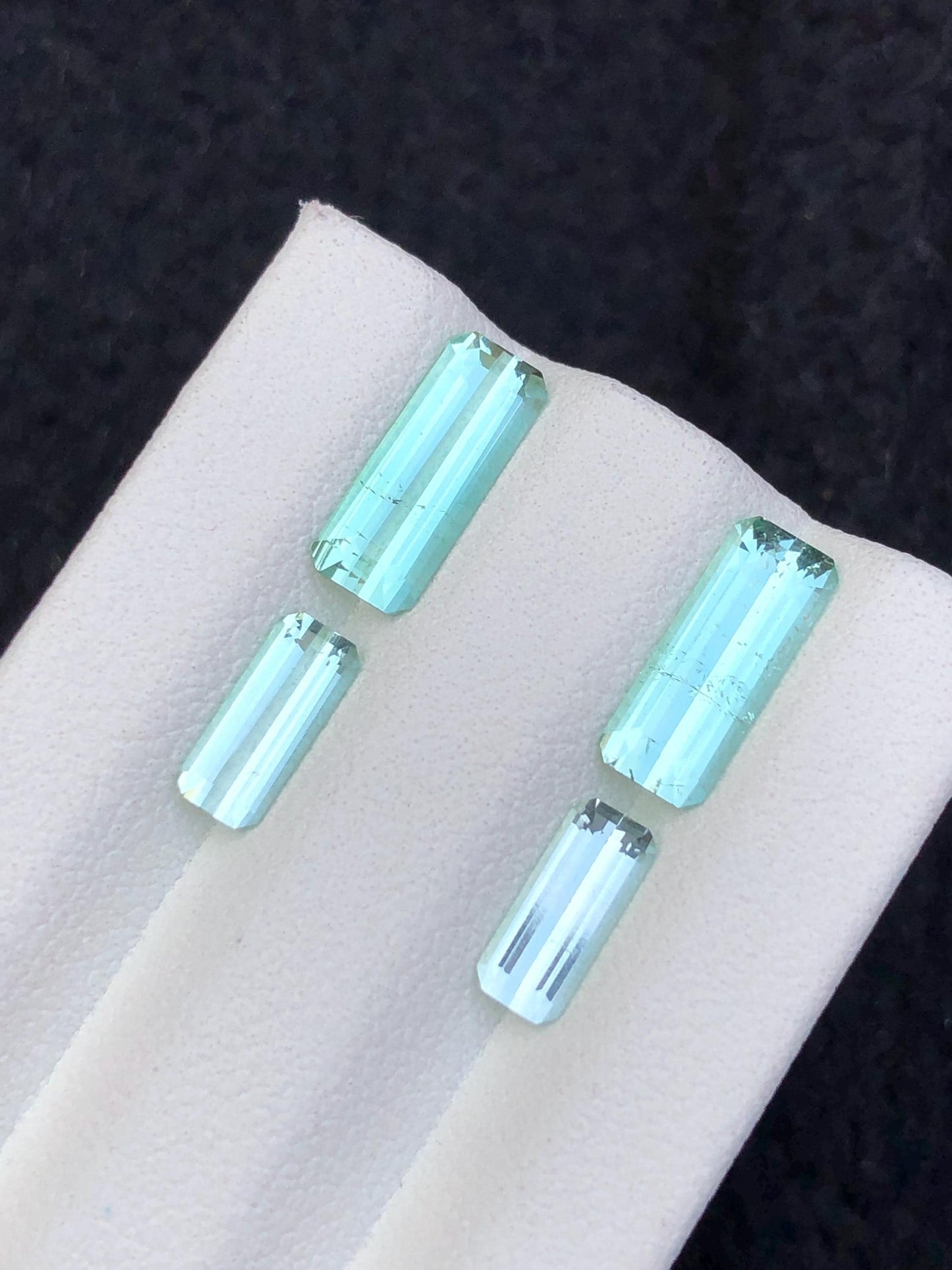 4.25 carats Sea foam tourmaline pairs faceted origin Afghanistan