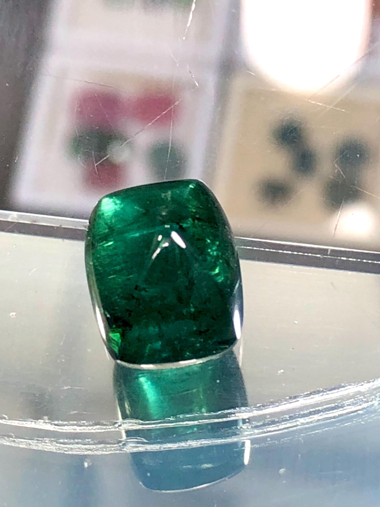 Dark Green Tourmaline Cabochon 10.70 ct - Sugar Loaf Flat Back Gem