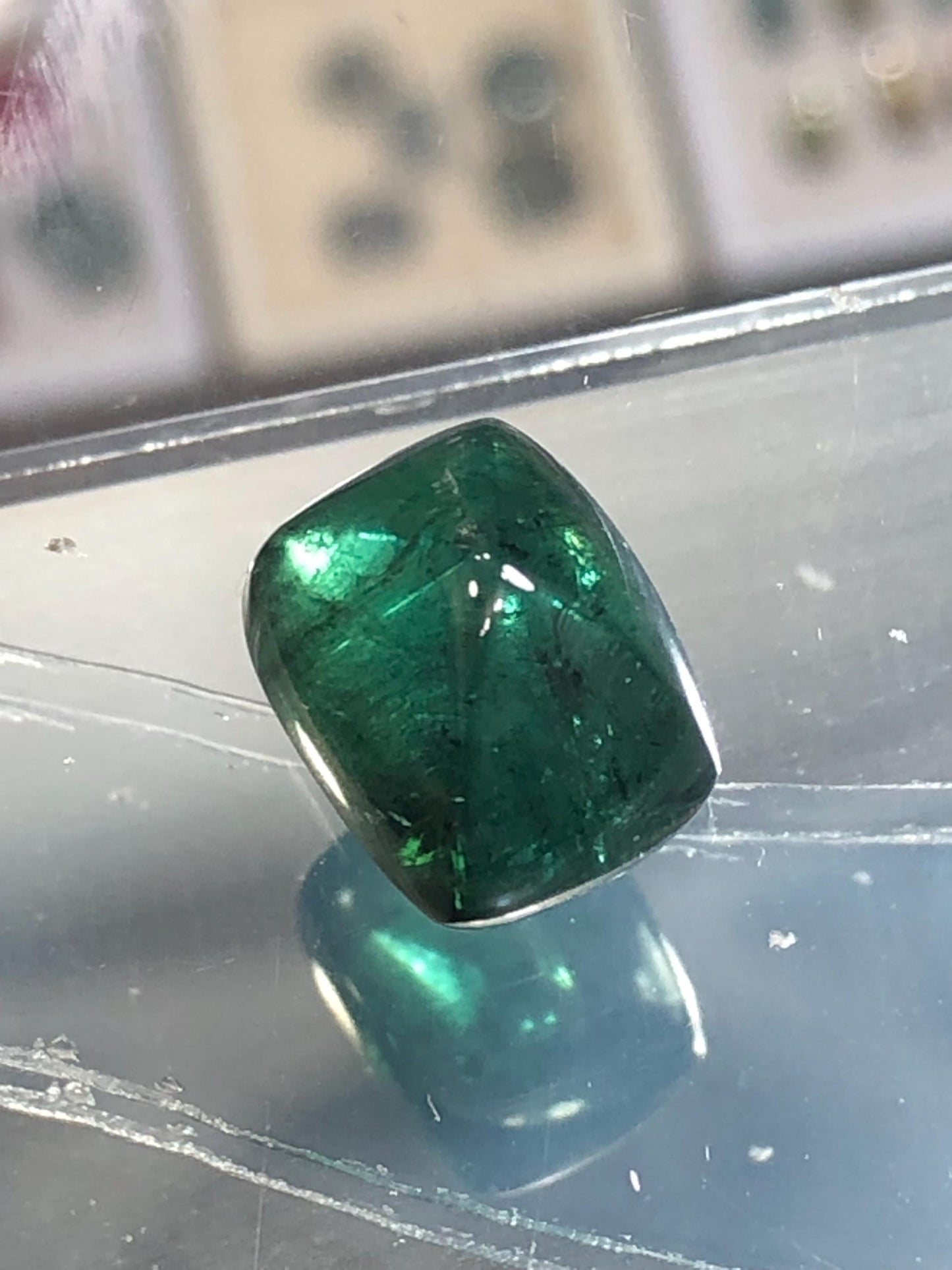 Dark Green Tourmaline Cabochon 10.70 ct - Sugar Loaf Flat Back Gem