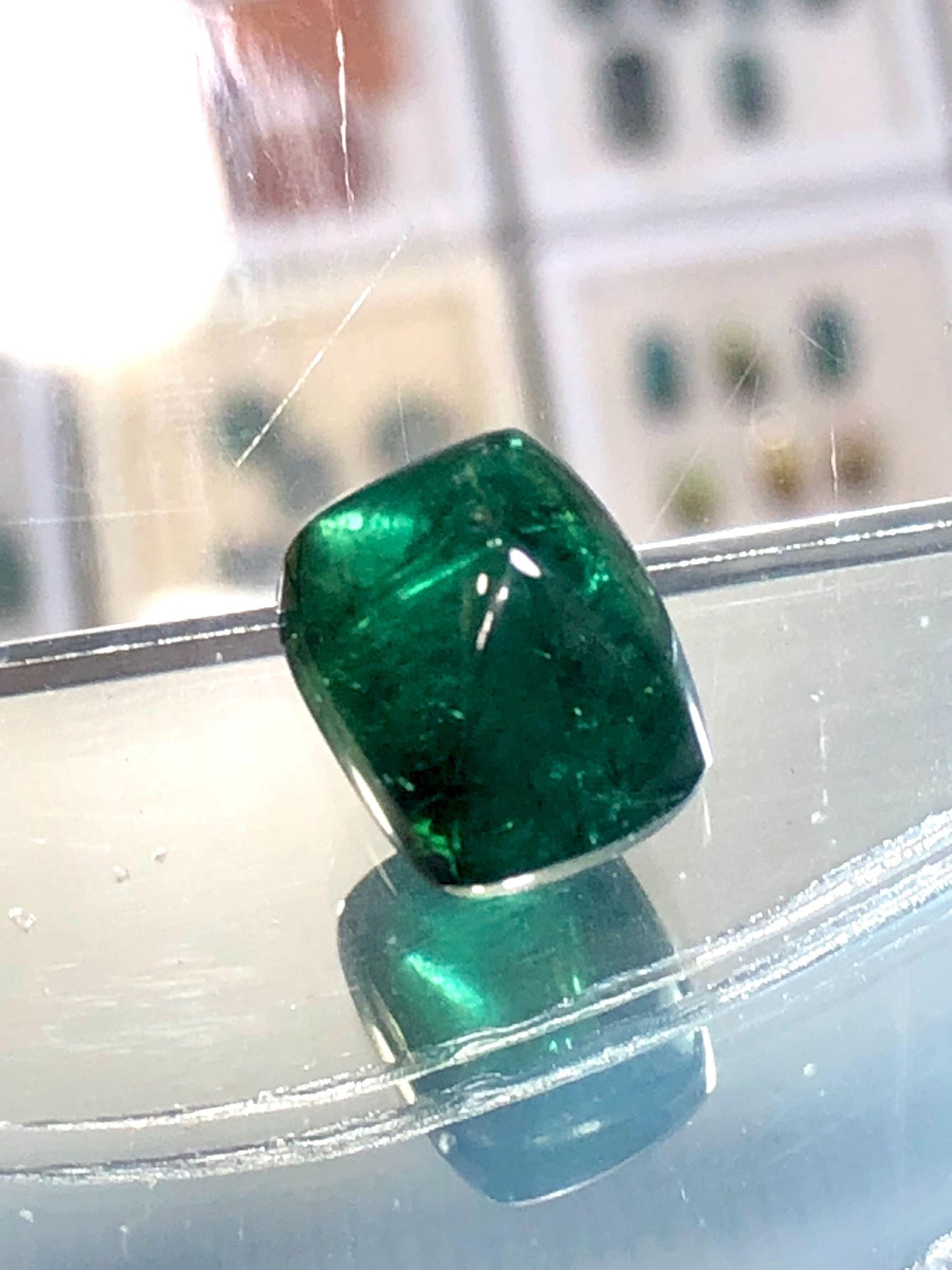 Dark Green Tourmaline Cabochon 10.70 ct - Sugar Loaf Flat Back Gem