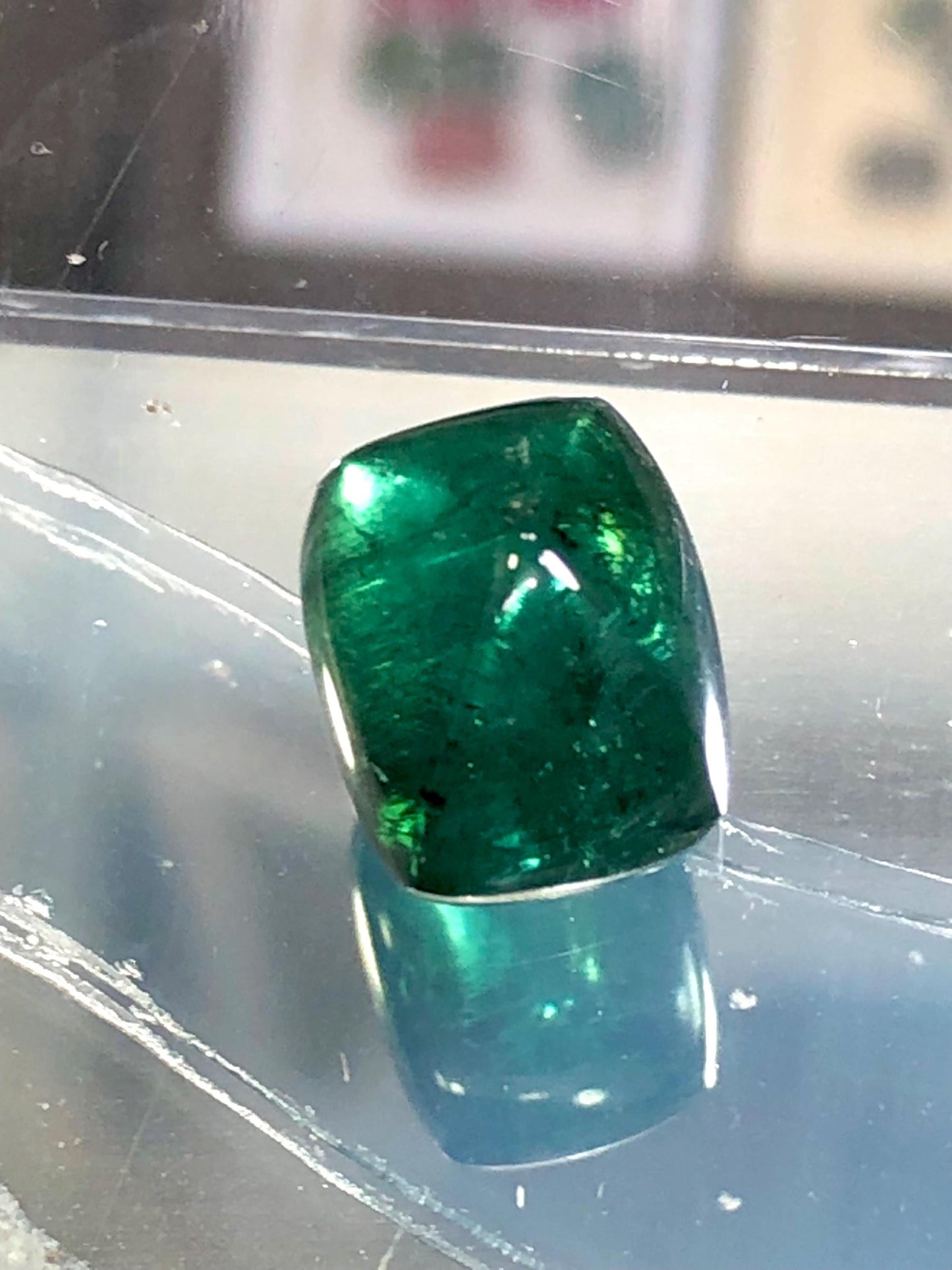 Dark Green Tourmaline Cabochon 10.70 ct - Sugar Loaf Flat Back Gem