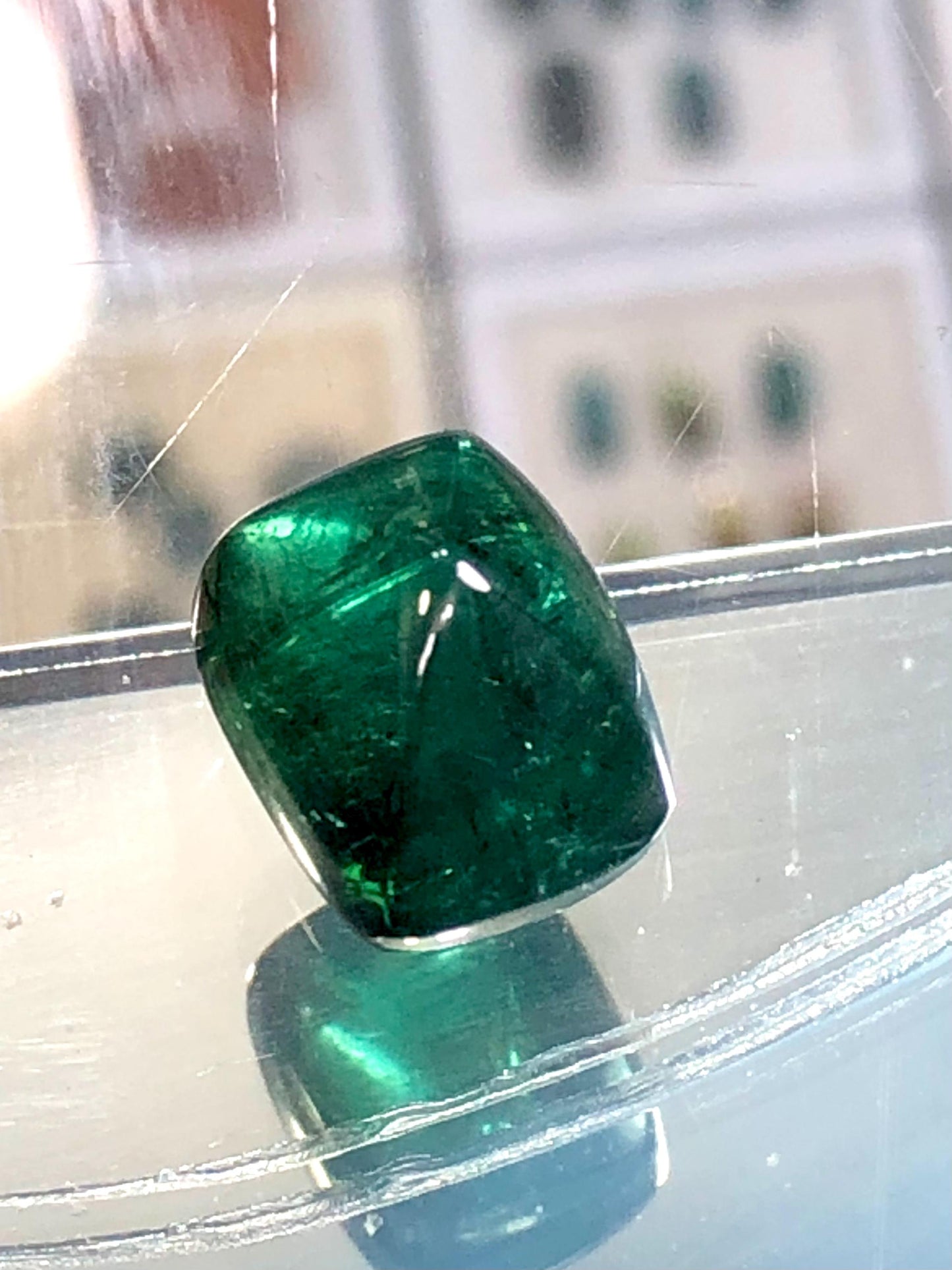 Dark Green Tourmaline Cabochon 10.70 ct - Sugar Loaf Flat Back Gem