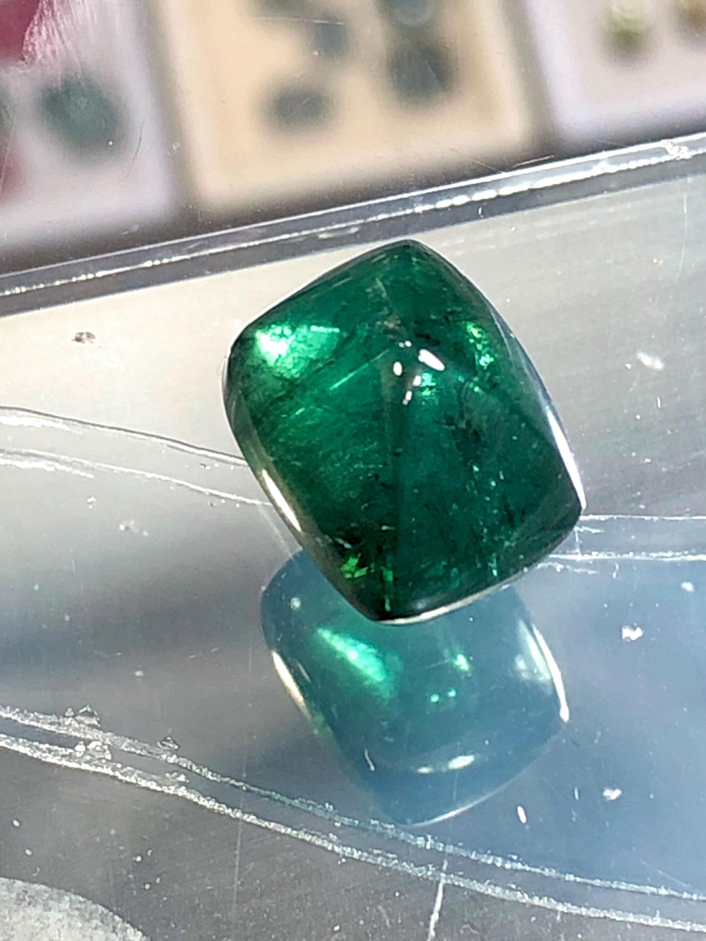 Dark Green Tourmaline Cabochon 10.70 ct - Sugar Loaf Flat Back Gem