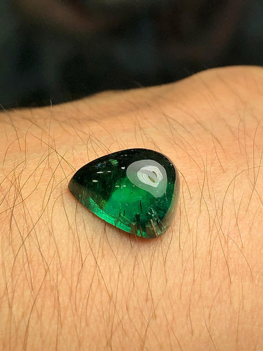 Dark Green Tourmaline Cabochon 8.70 ct - Natural Flat Back Gem for Jewelry