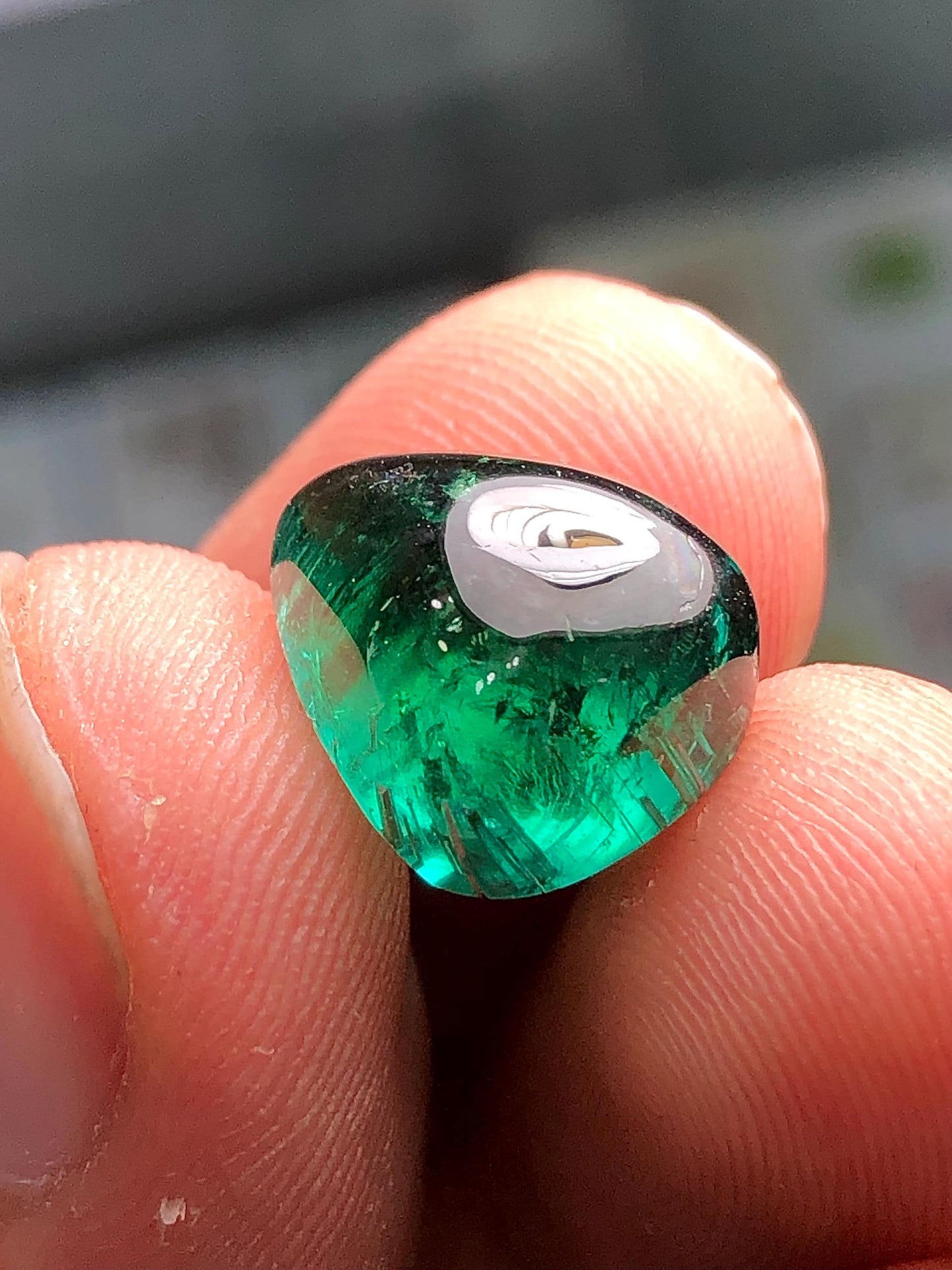 Dark Green Tourmaline Cabochon 8.70 ct - Natural Flat Back Gem for Jewelry