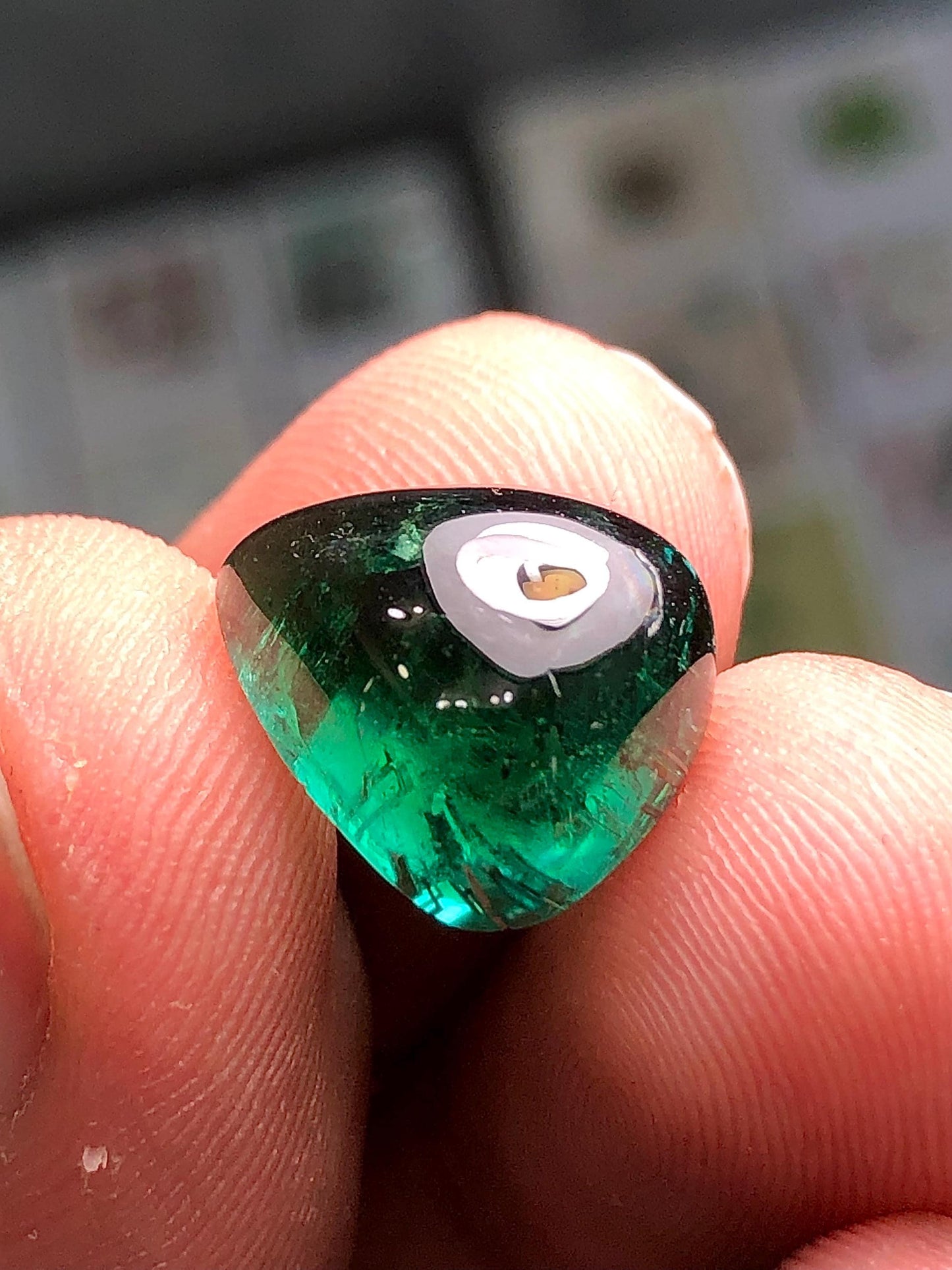 Dark Green Tourmaline Cabochon 8.70 ct - Natural Flat Back Gem for Jewelry