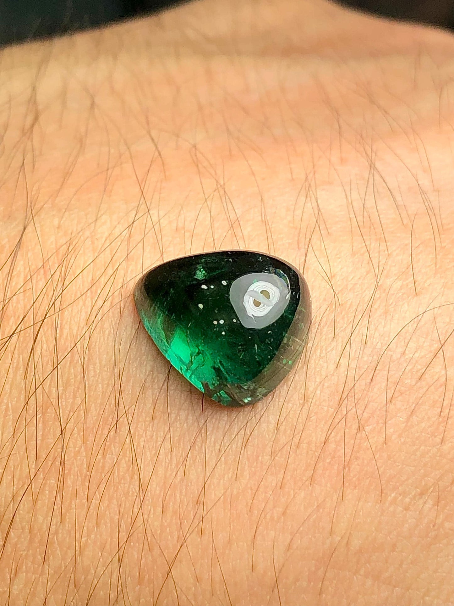 Dark Green Tourmaline Cabochon 8.70 ct - Natural Flat Back Gem for Jewelry