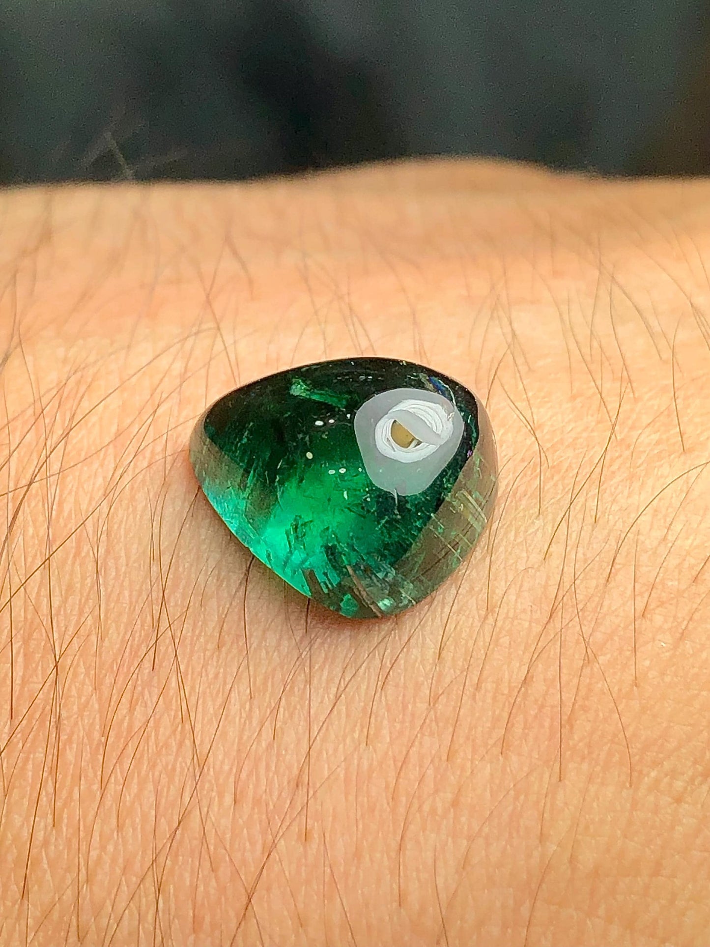 Dark Green Tourmaline Cabochon 8.70 ct - Natural Flat Back Gem for Jewelry