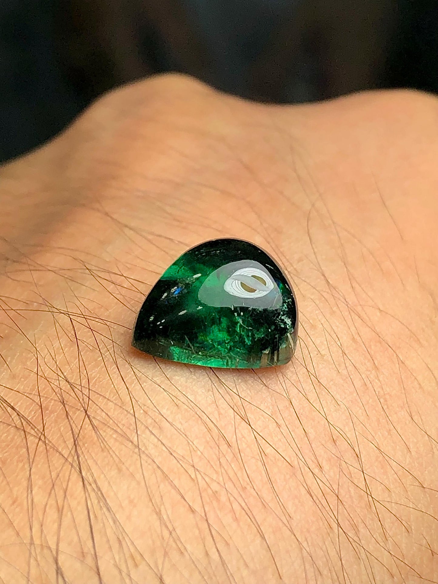 Dark Green Tourmaline Cabochon 8.70 ct - Natural Flat Back Gem for Jewelry