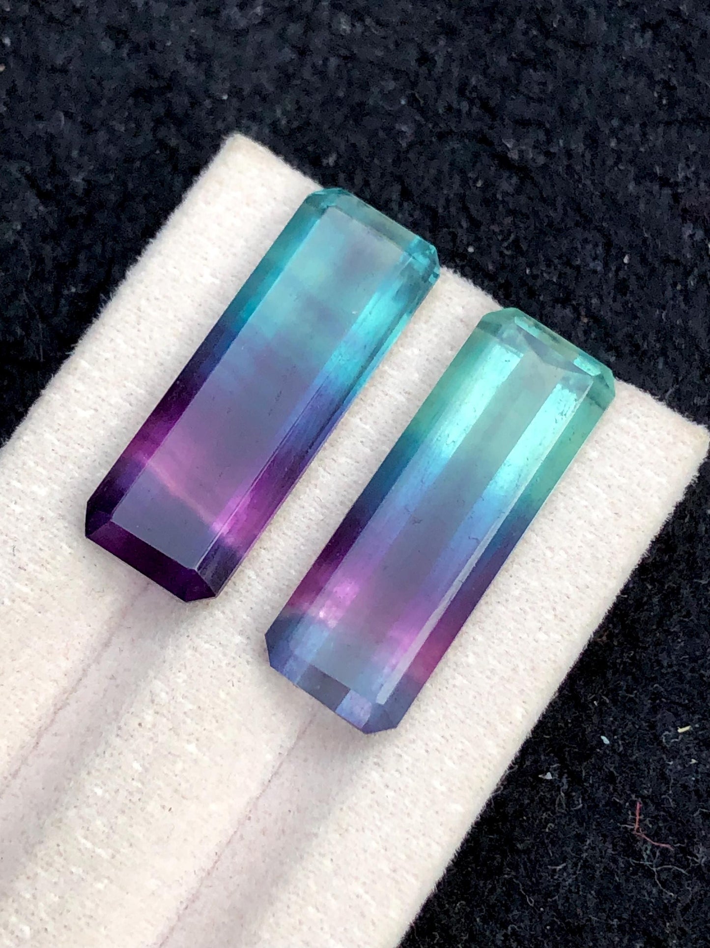 Tri Colour Fluorite Cabochon Pair 23.55 ct - Chakra Balancing Crystals