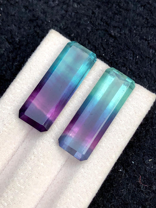 Tri Colour Fluorite Cabochon Pair 23.55 ct - Chakra Balancing Crystals