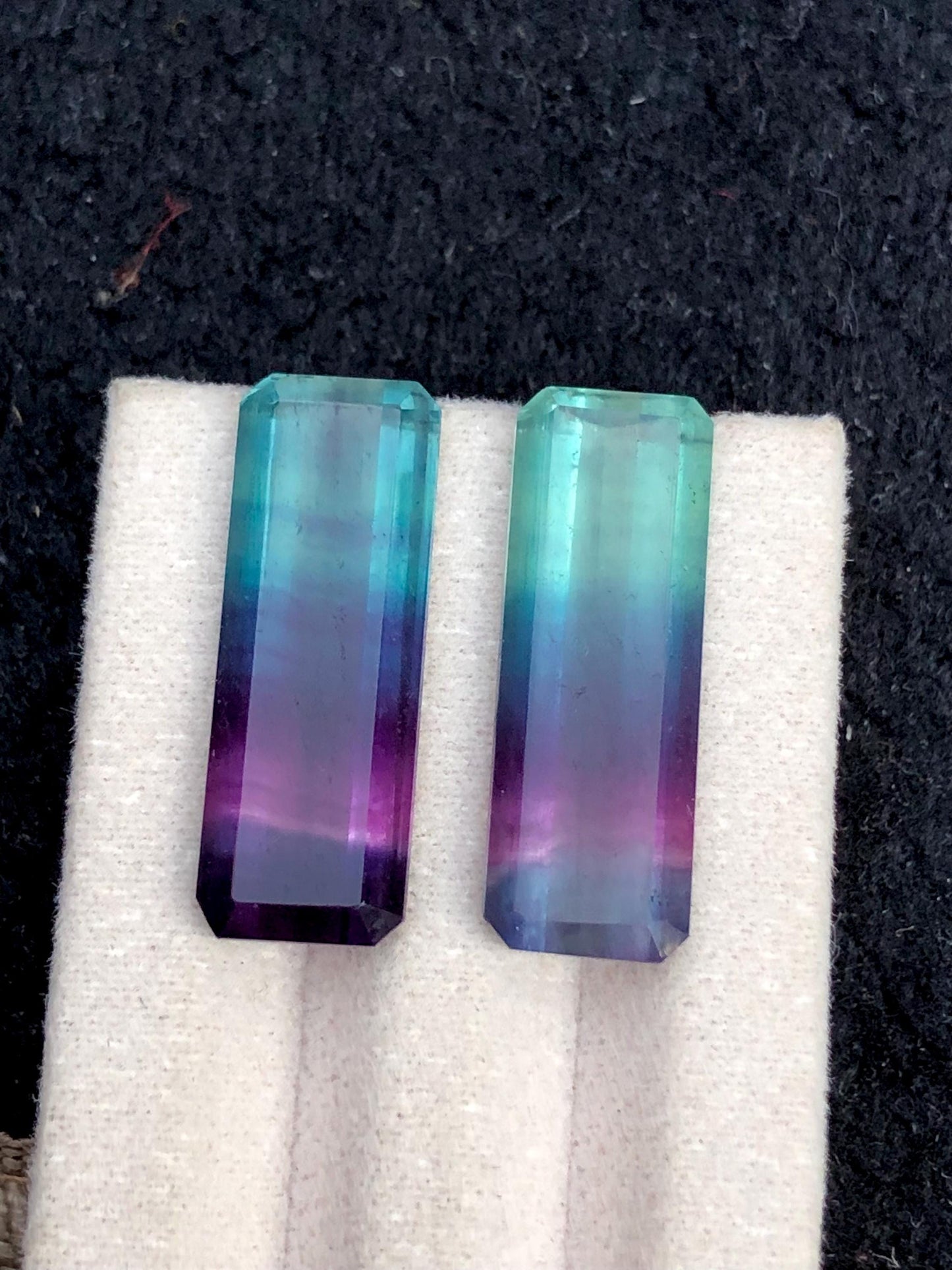 Tri Colour Fluorite Cabochon Pair 30 ct - Healing Crystals for Jewelry
