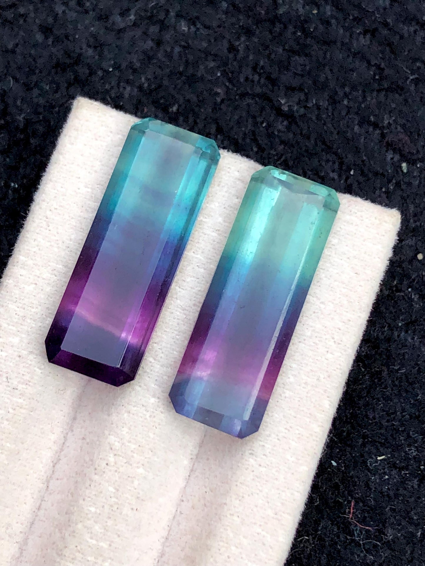 Tri Colour Fluorite Cabochon Pair 23.55 ct - Chakra Balancing Crystals