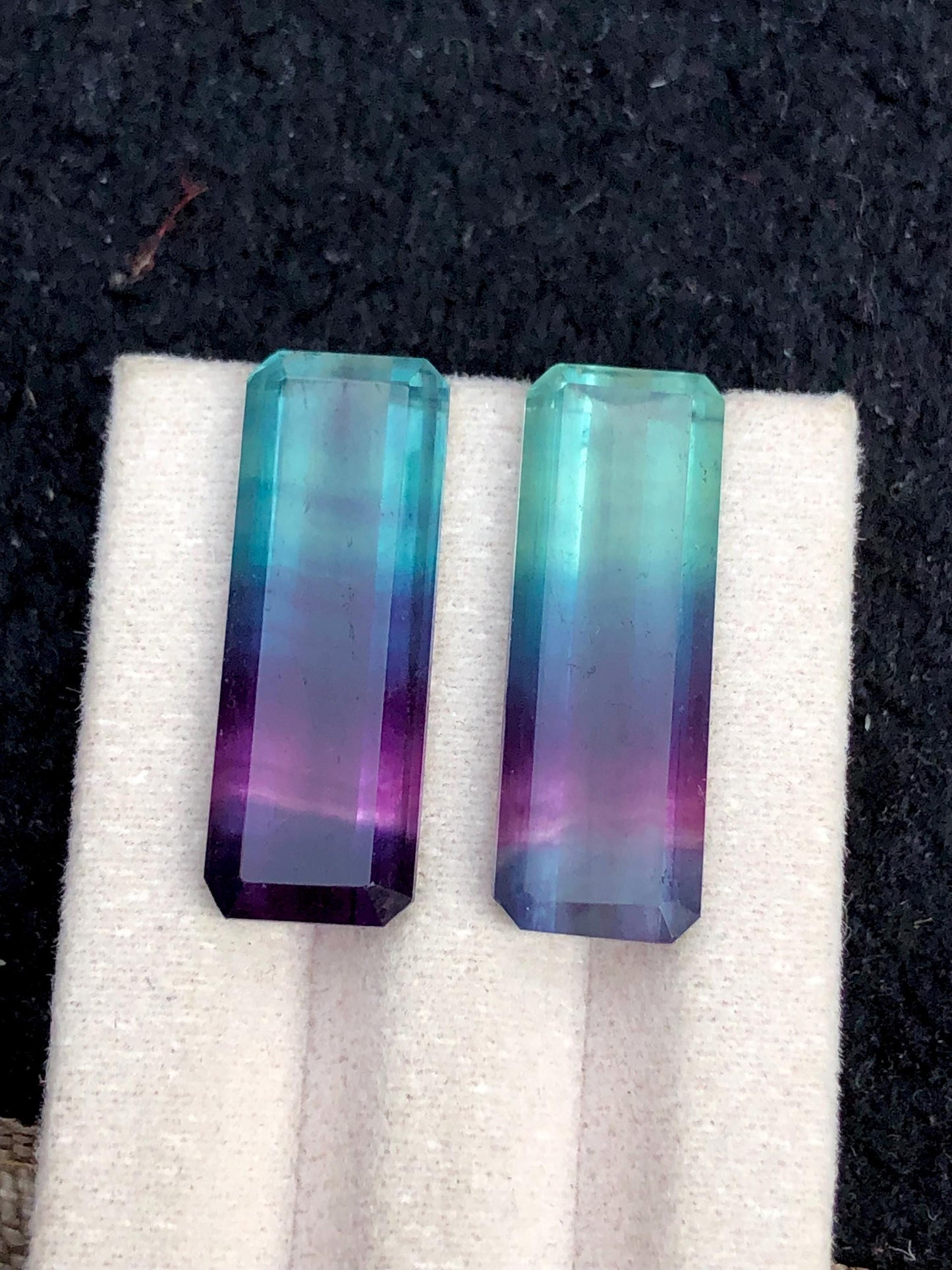 Tri Colour Fluorite Cabochon Pair 30 ct - Healing Crystals for Jewelry