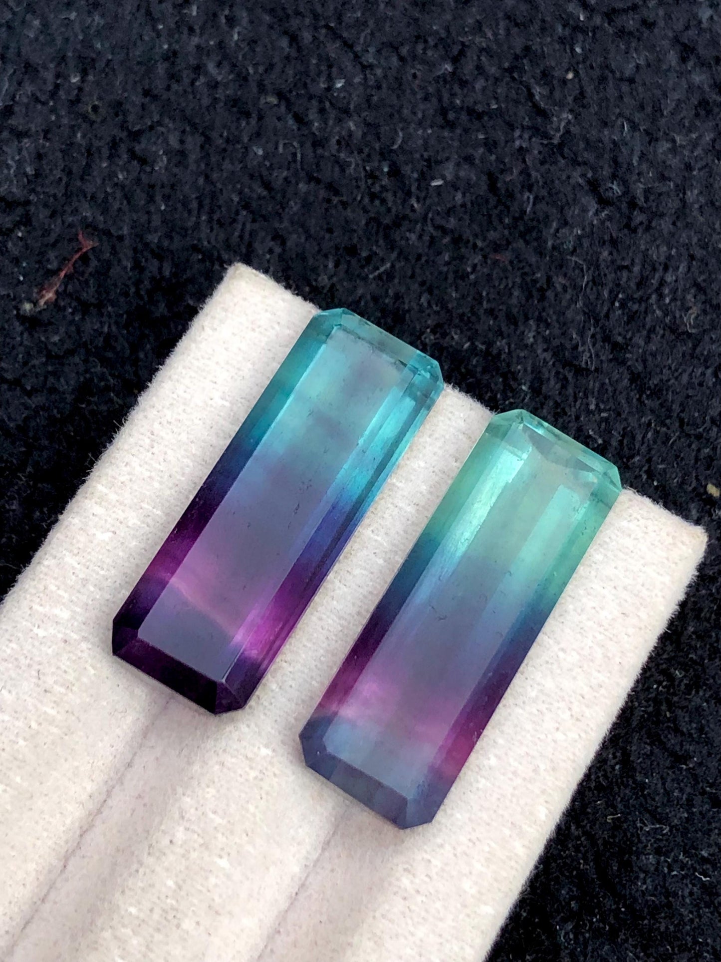 Tri Colour Fluorite Cabochon Pair 30 ct - Healing Crystals for Jewelry
