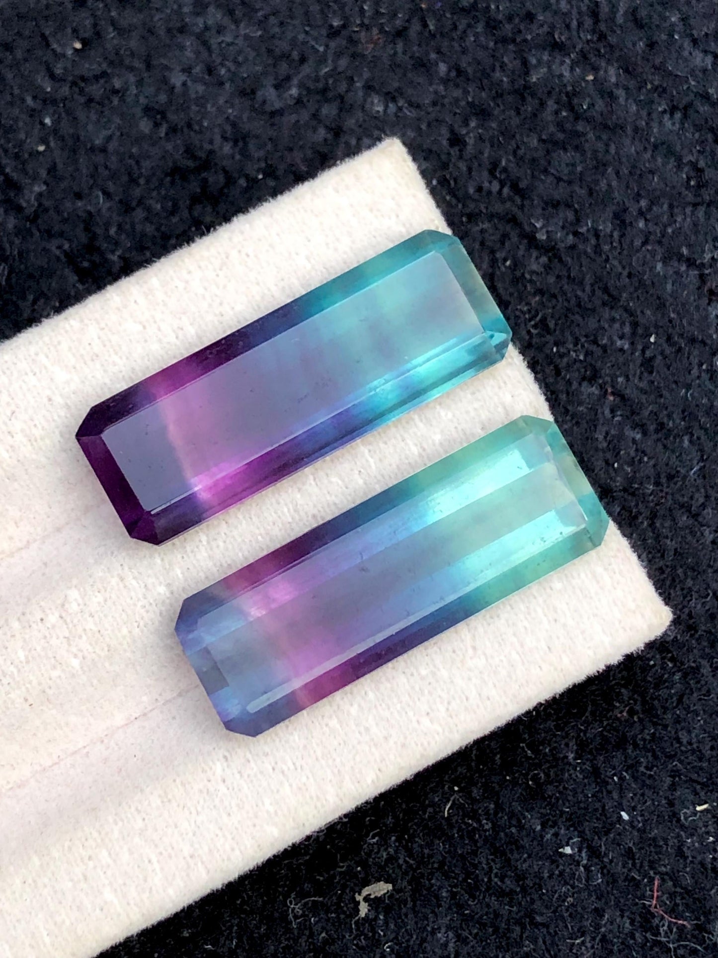 Tri Colour Fluorite Cabochon Pair 23.55 ct - Chakra Balancing Crystals