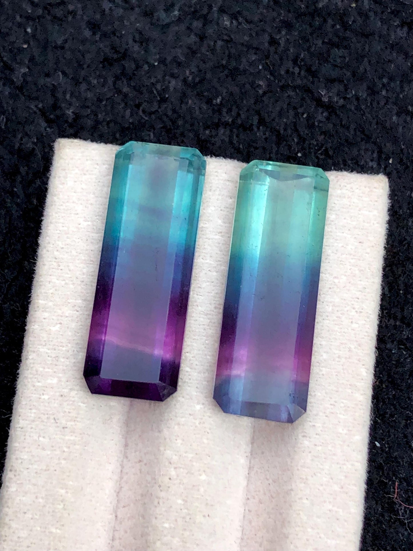 Tri Colour Fluorite Cabochon Pair 23.55 ct - Chakra Balancing Crystals