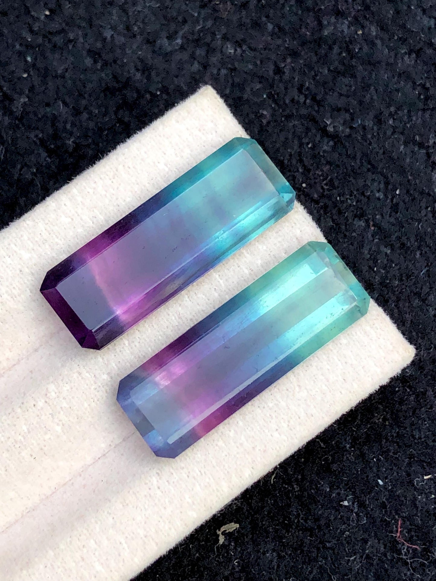 Tri Colour Fluorite Cabochon Pair 23.55 ct - Chakra Balancing Crystals