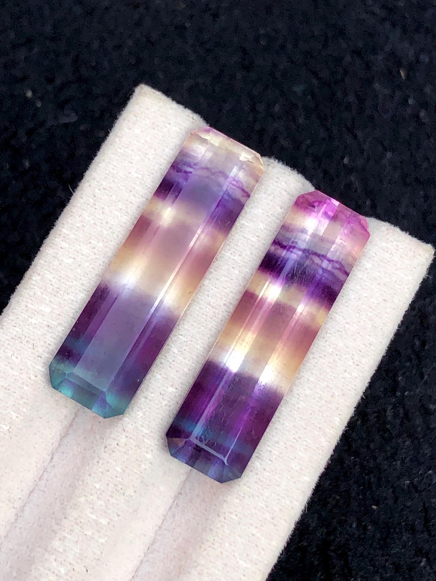 Rainbow Fluorite Cabochon Pair 29.80 ct - Calming Stones for Designers