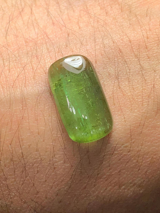 Green Tourmaline Cabochon 12.60 ct - Flat Back Gem for Custom Jewelry