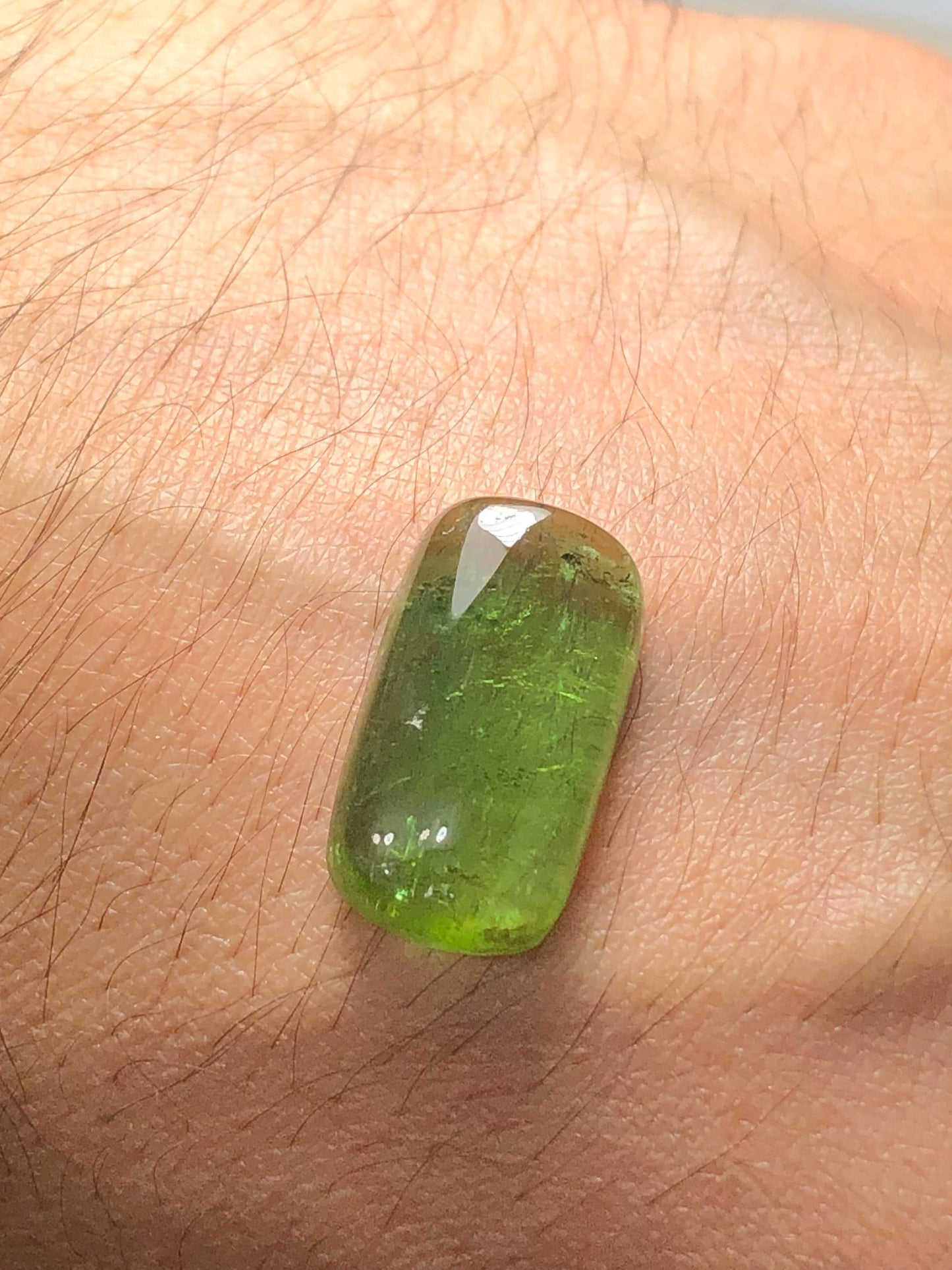 Green Tourmaline Cabochon 12.60 ct - Flat Back Gem for Custom Jewelry