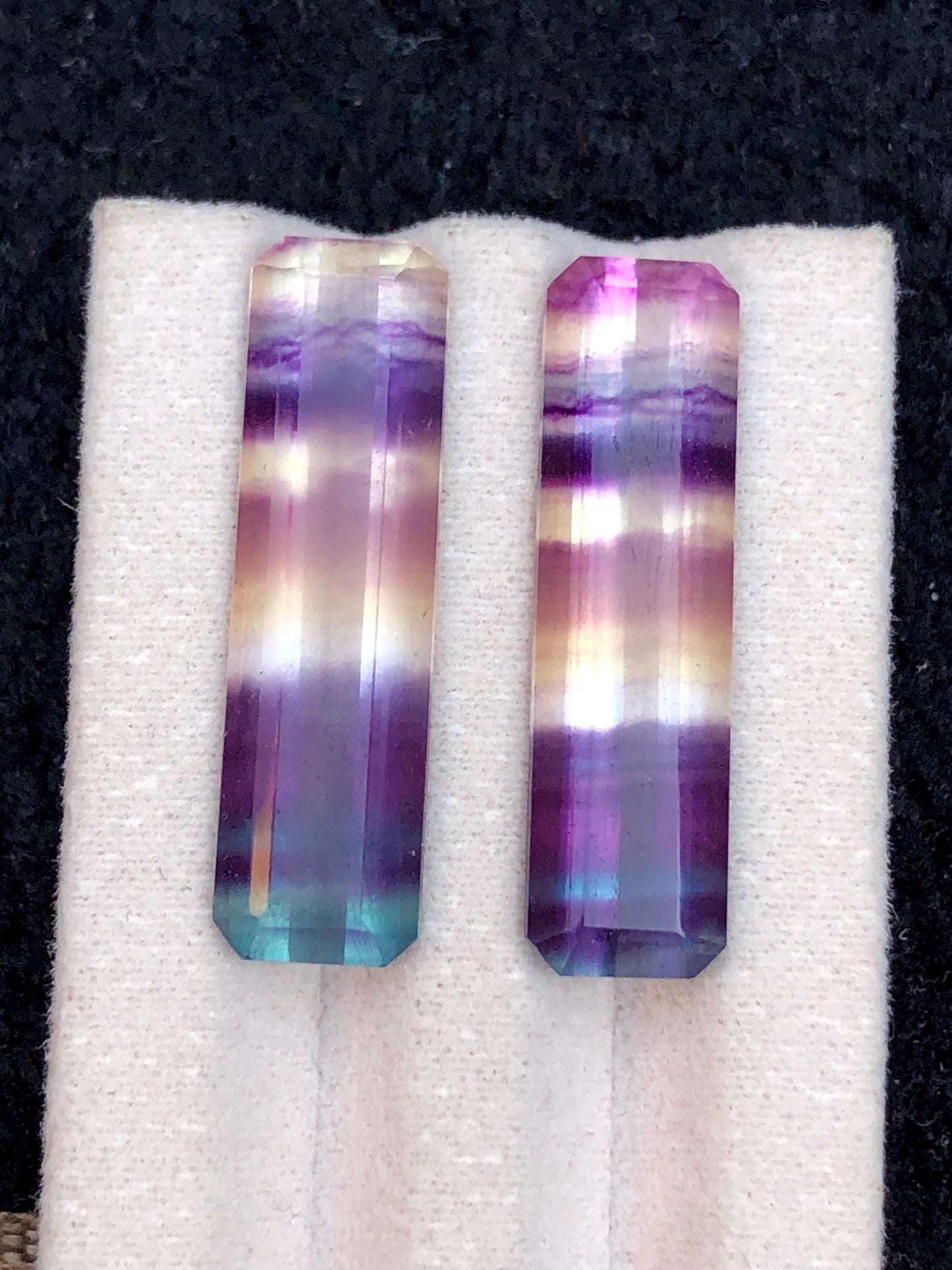 Rainbow Fluorite Cabochon Pair 29.80 ct - Calming Stones for Designers