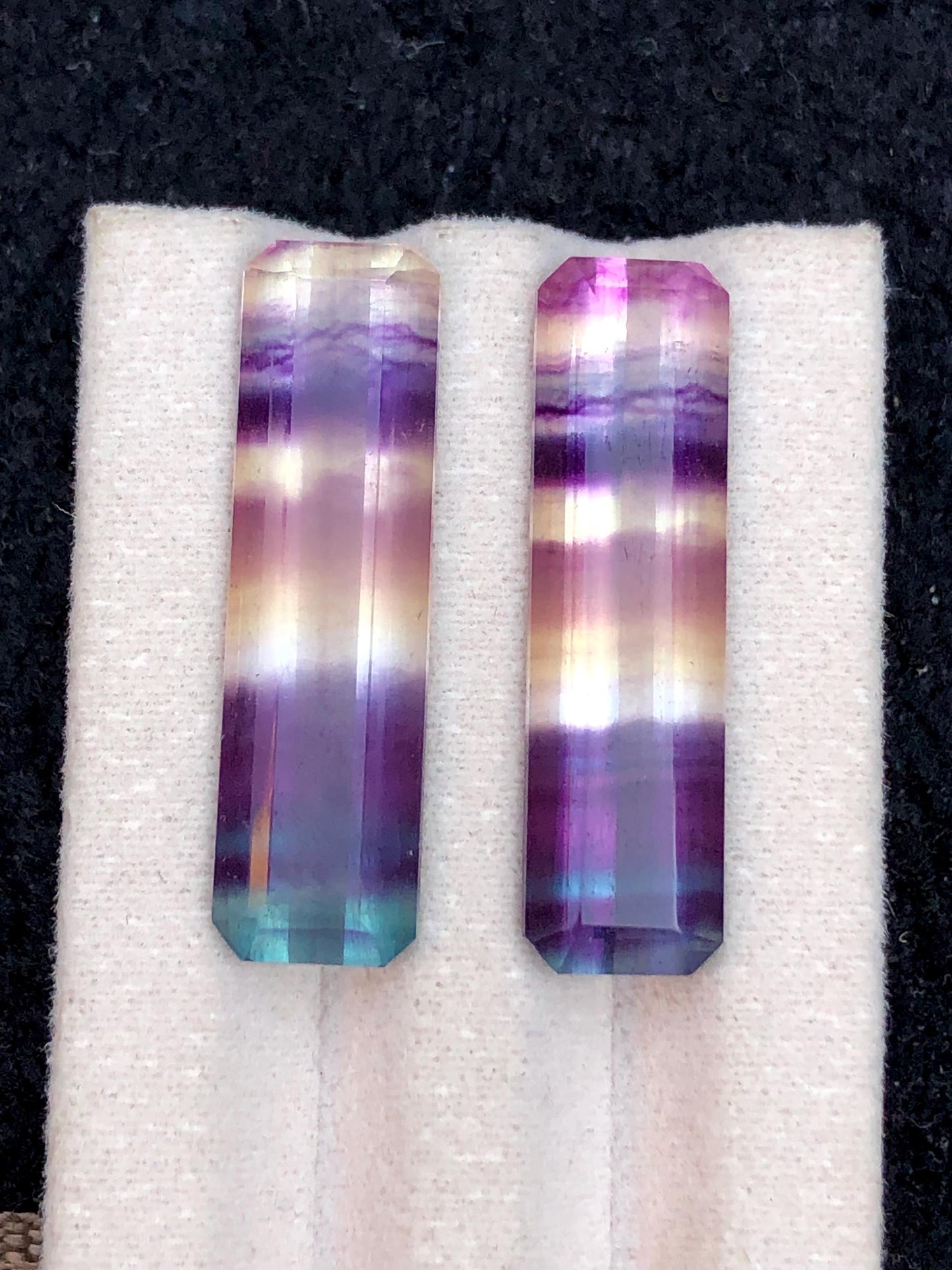 Rainbow Fluorite Cabochon Pair 29.80 ct - Calming Stones for Designers