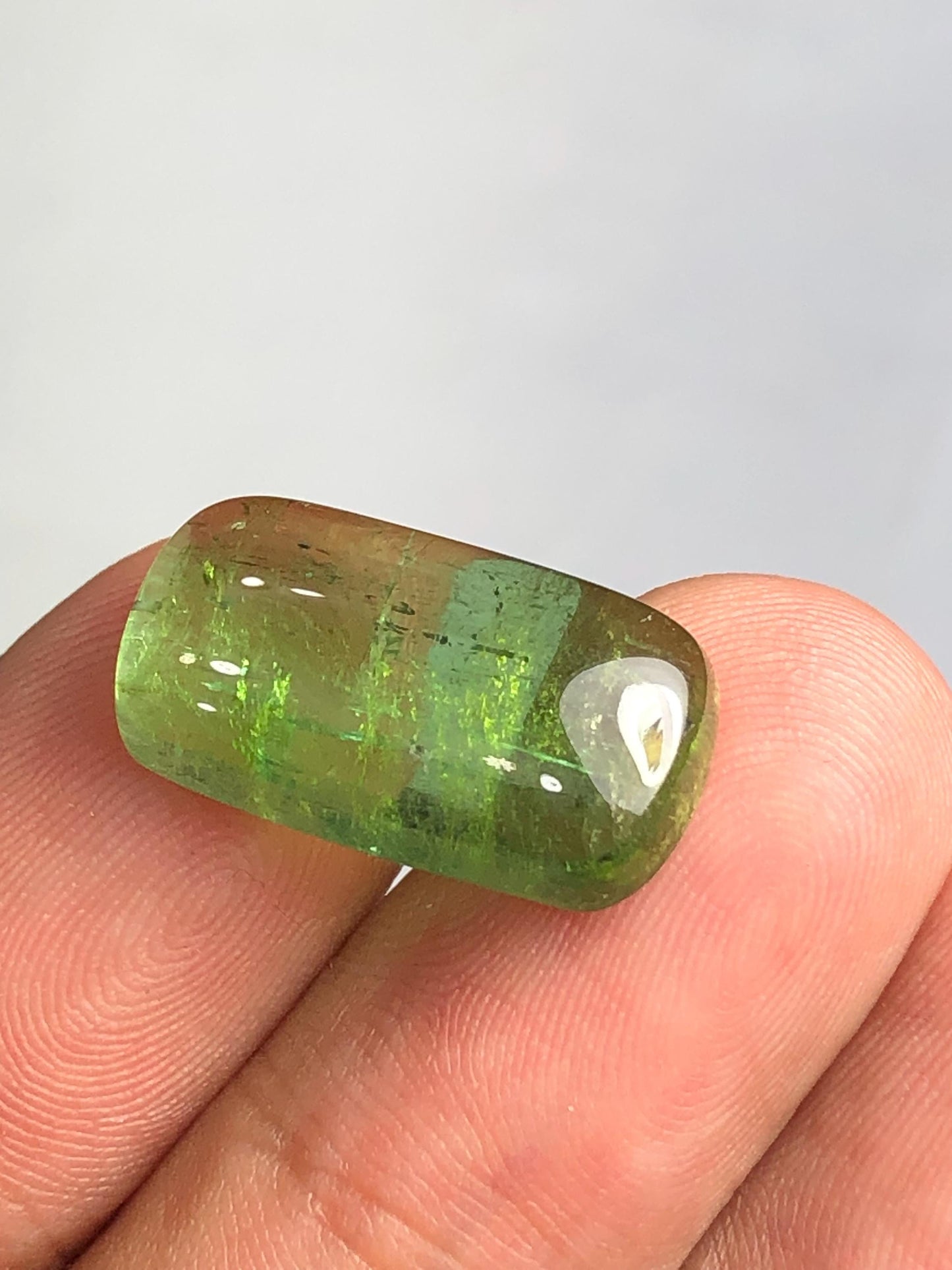 Green Tourmaline Cabochon 12.60 ct - Flat Back Gem for Custom Jewelry