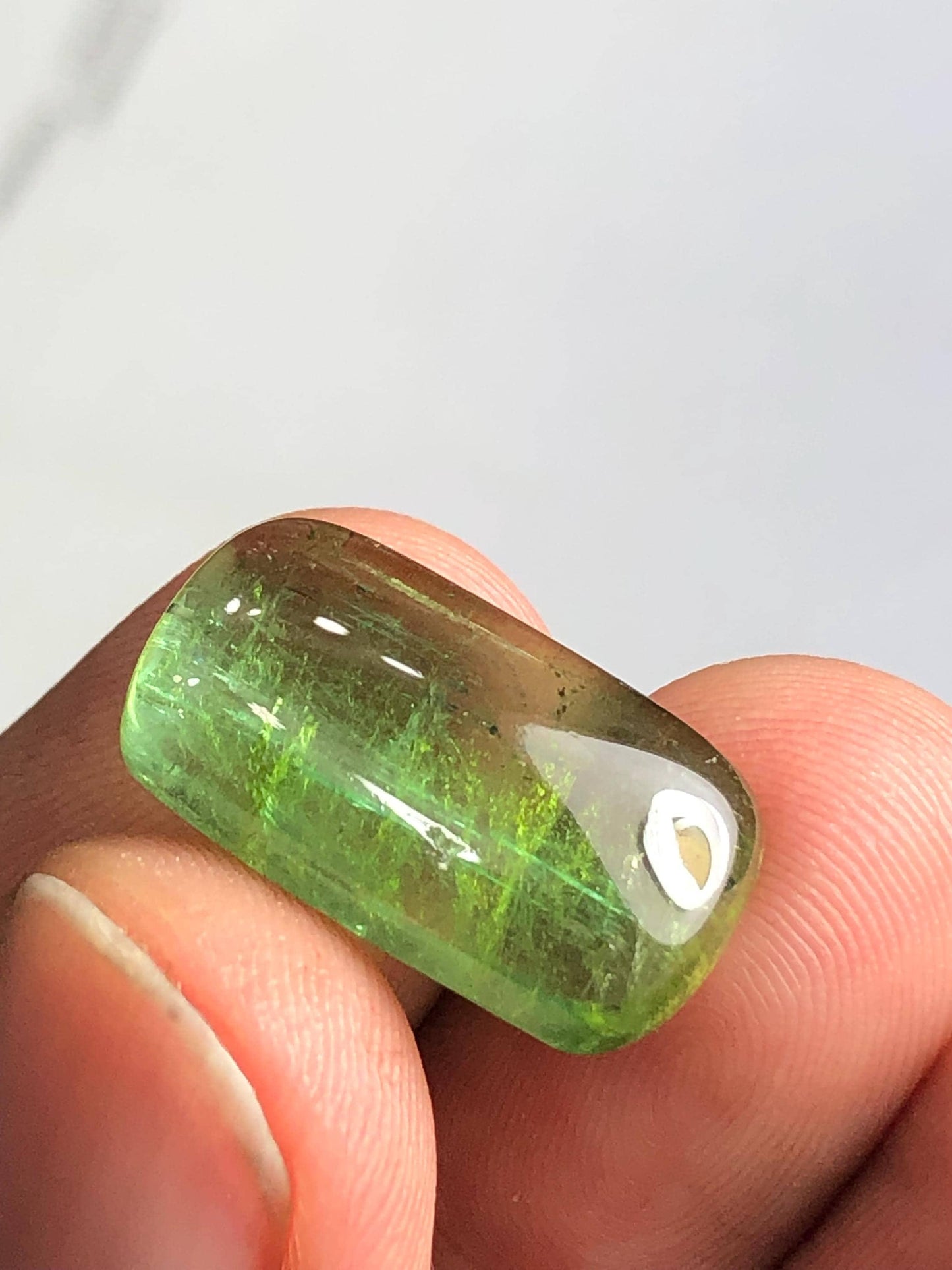 Green Tourmaline Cabochon 12.60 ct - Flat Back Gem for Custom Jewelry