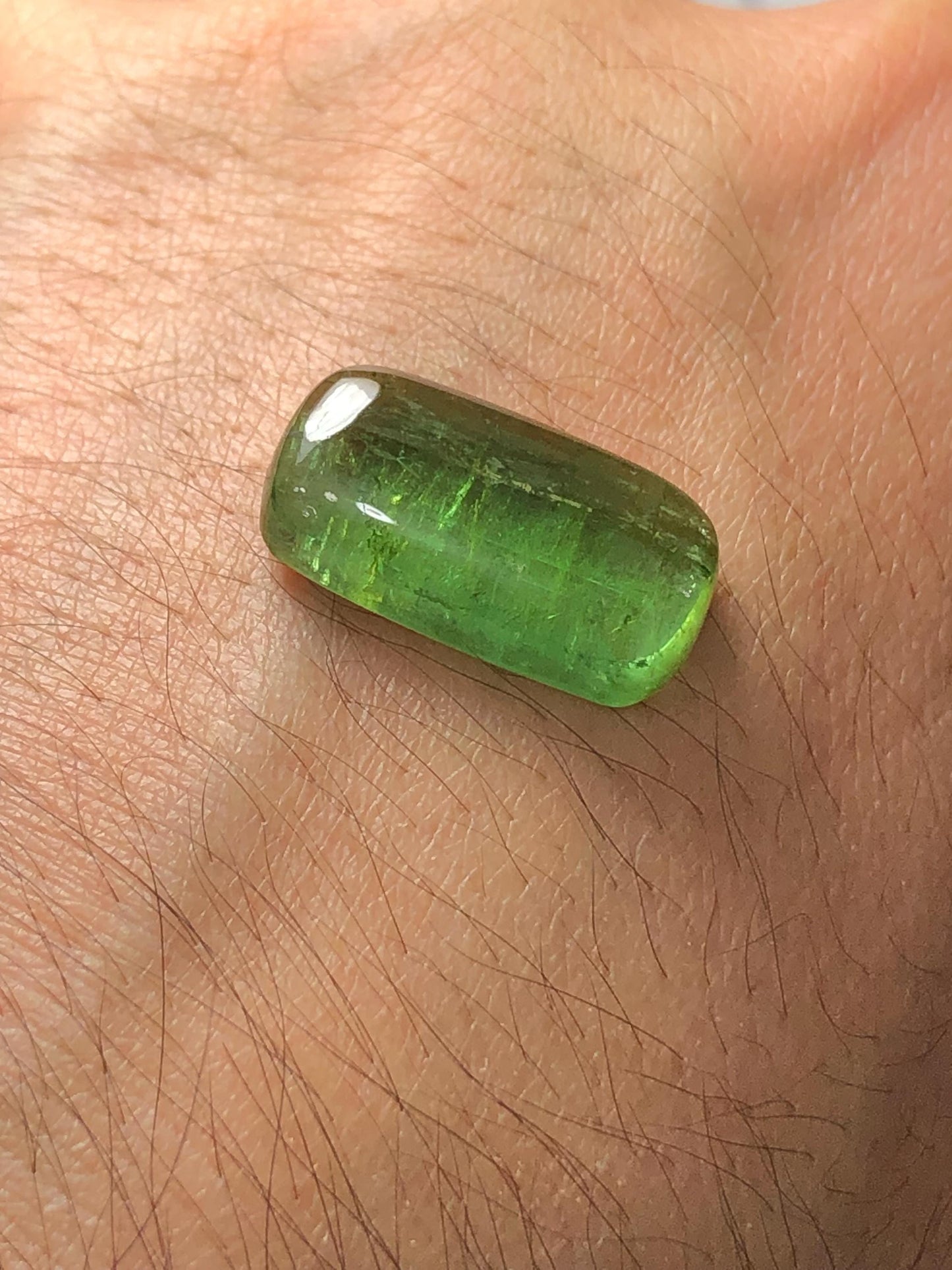 Green Tourmaline Cabochon 12.60 ct - Flat Back Gem for Custom Jewelry
