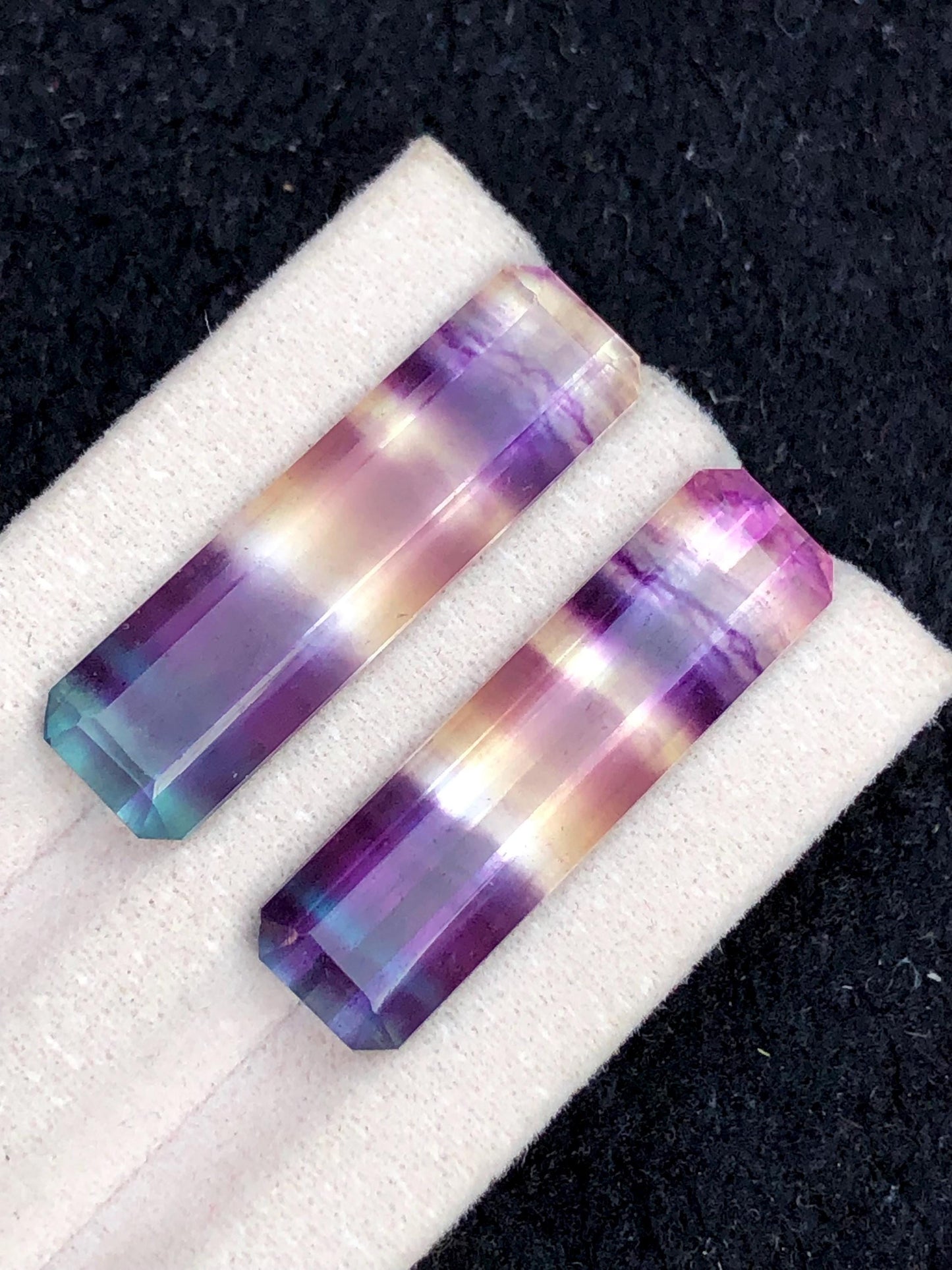 Rainbow Fluorite Cabochon Pair 29.80 ct - Calming Stones for Designers