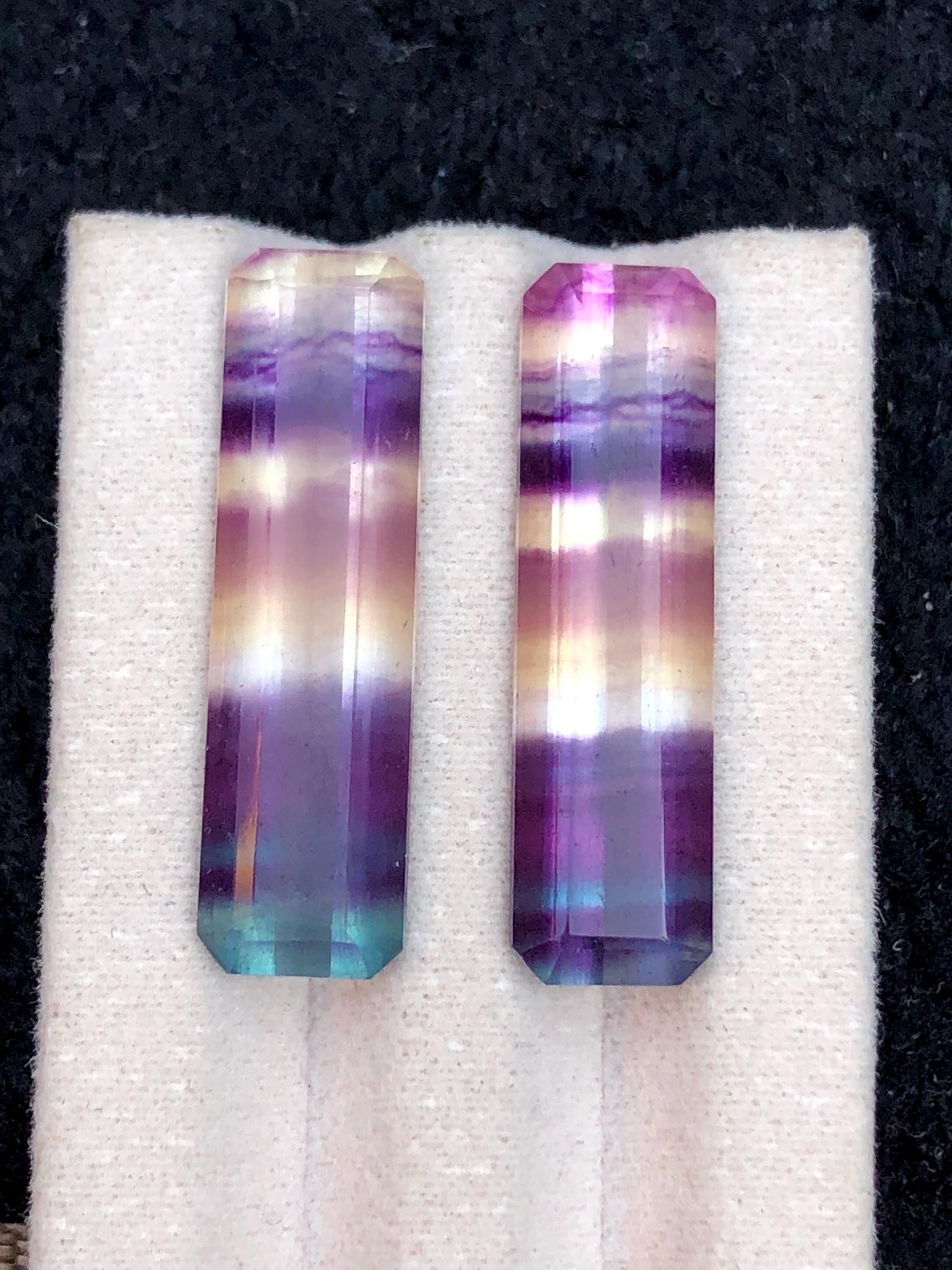 Rainbow Fluorite Cabochon Pair 29.80 ct - Calming Stones for Designers