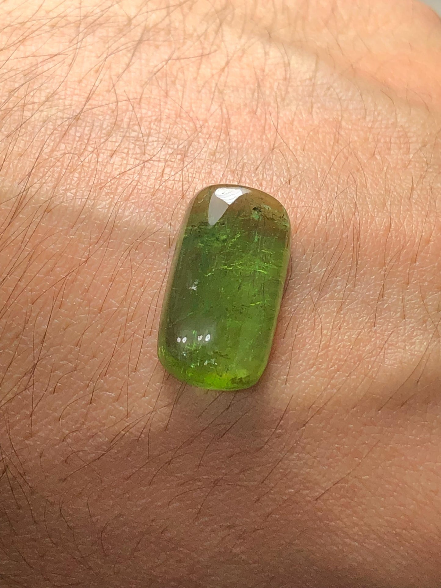 Green Tourmaline Cabochon 12.60 ct - Flat Back Gem for Custom Jewelry
