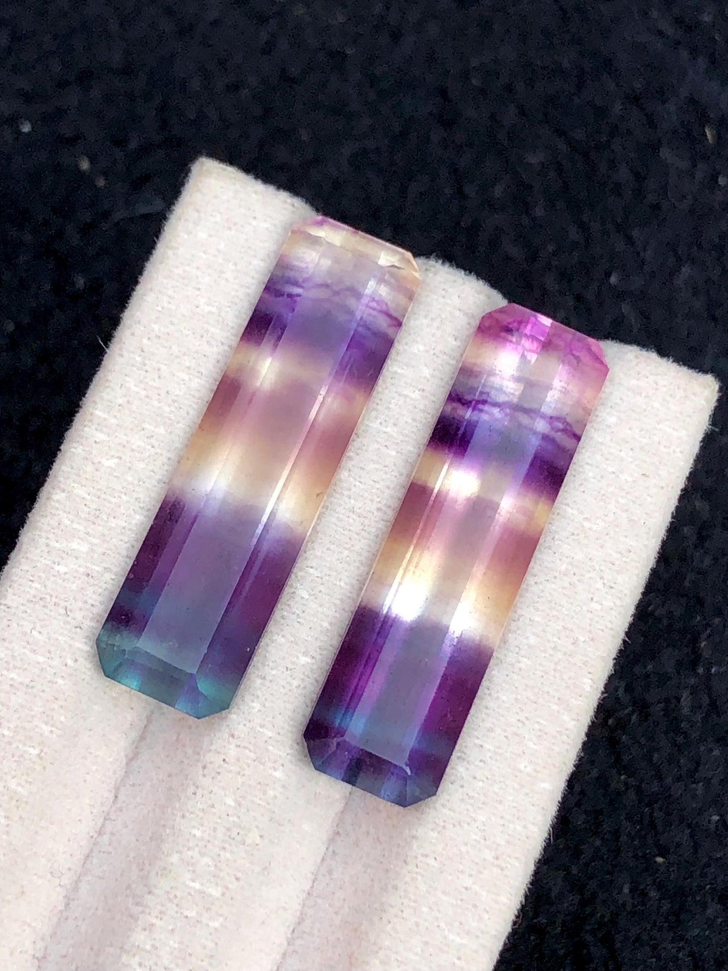 Rainbow Fluorite Cabochon Pair 29.80 ct - Calming Stones for Designers